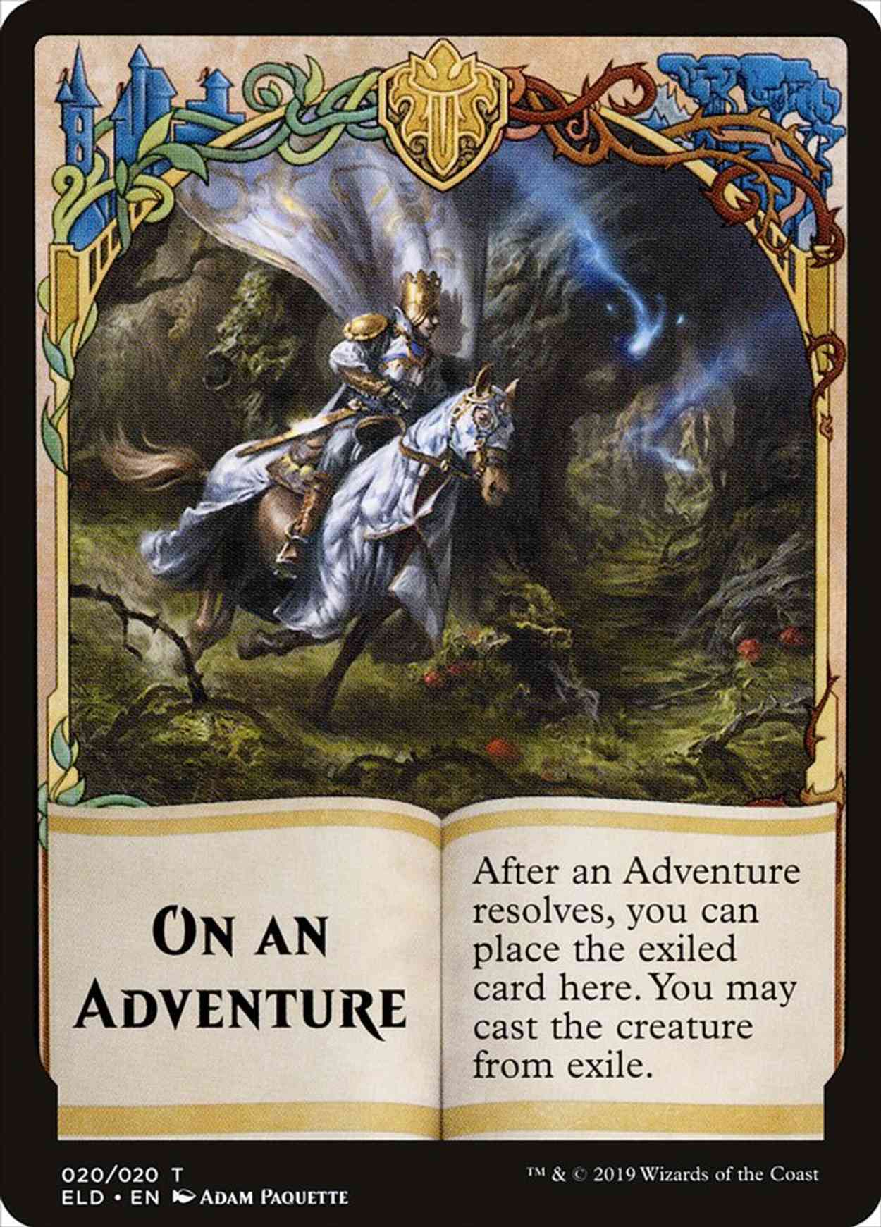 Emblem - On An Adventure // Spirit Double-sided Token (Challenger 2020) magic card front