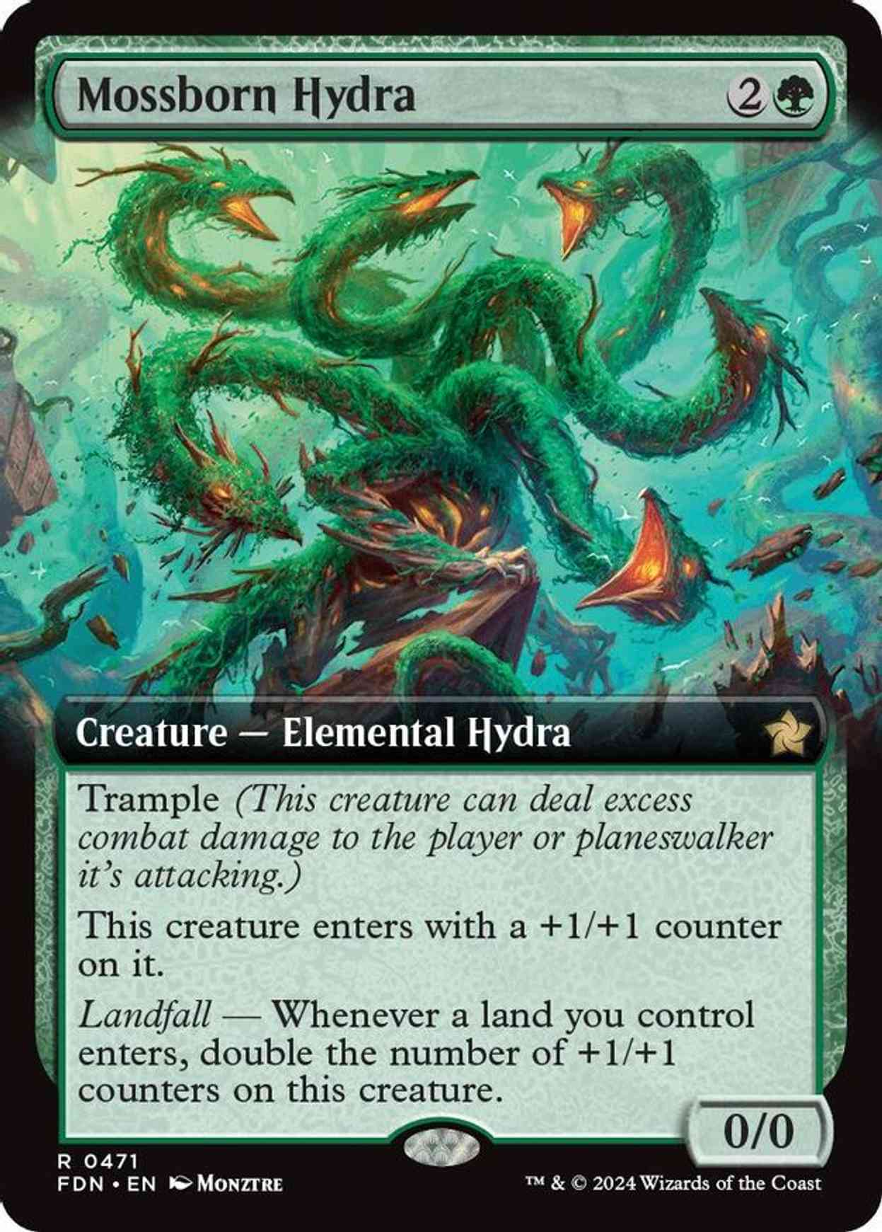 Mossborn Hydra (Extended Art) magic card front