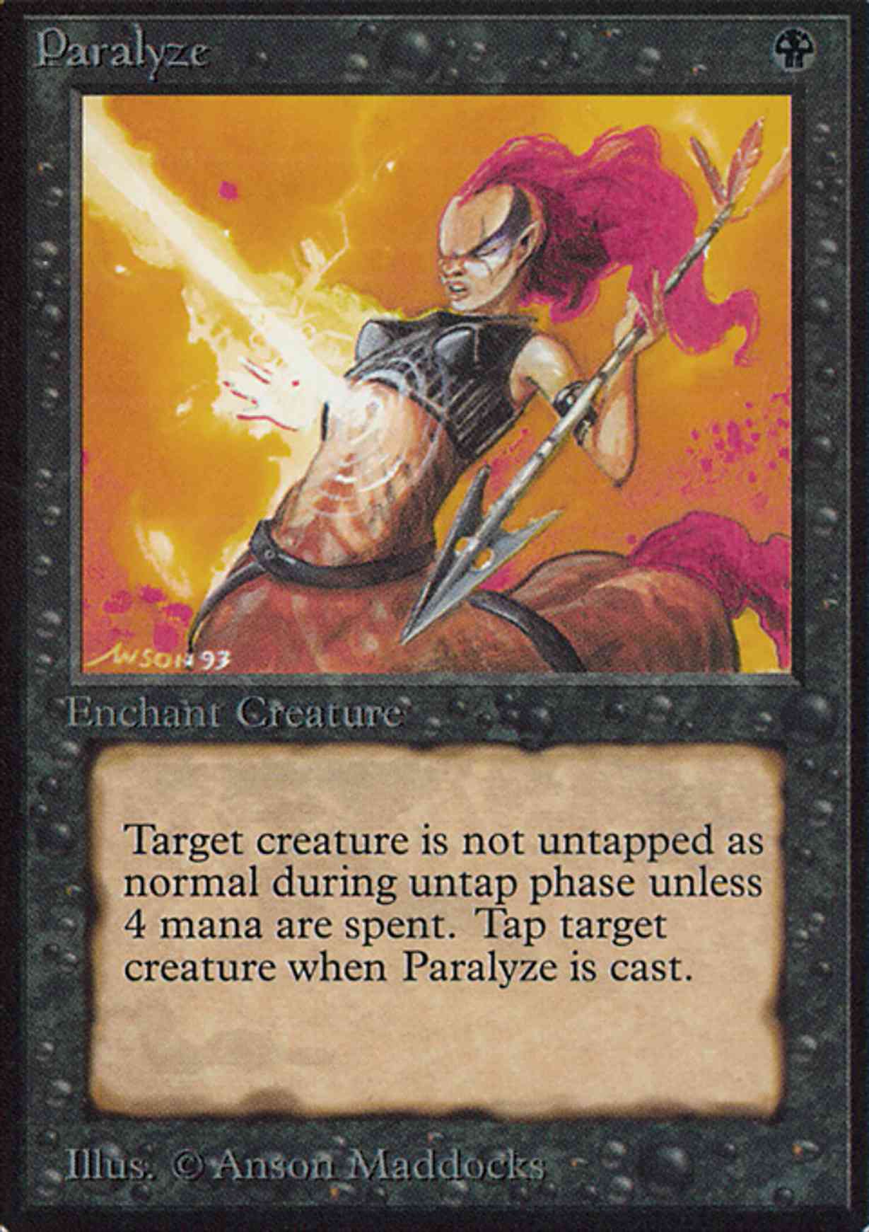 Paralyze magic card front