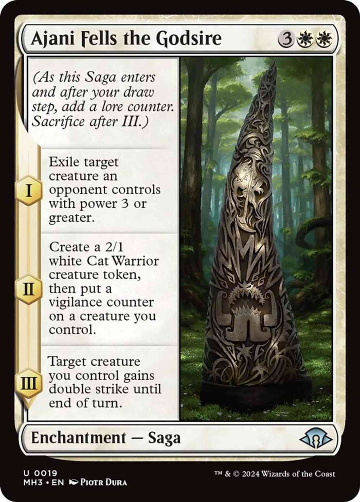 Ajani Fells the Godsire magic card front