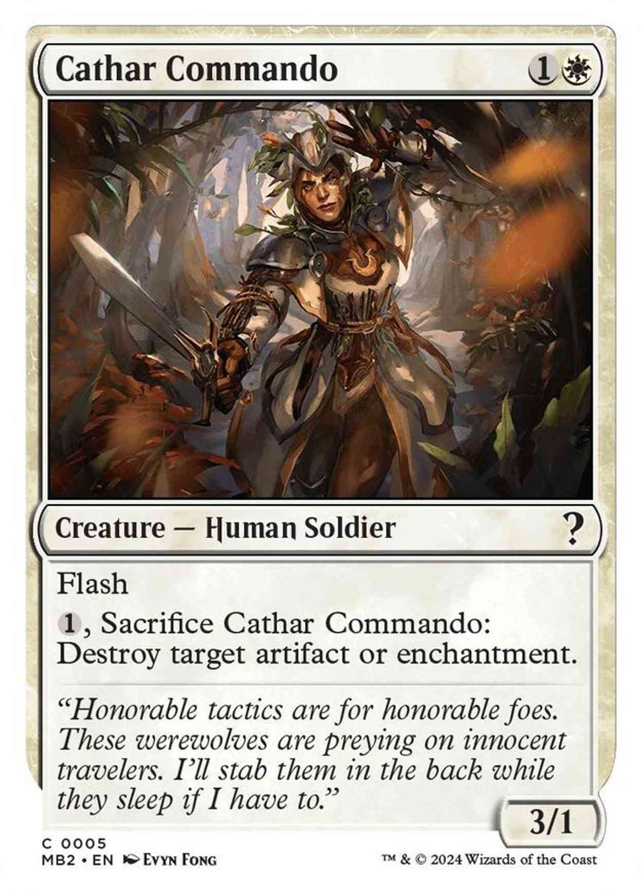 Cathar Commando (White Border) magic card front