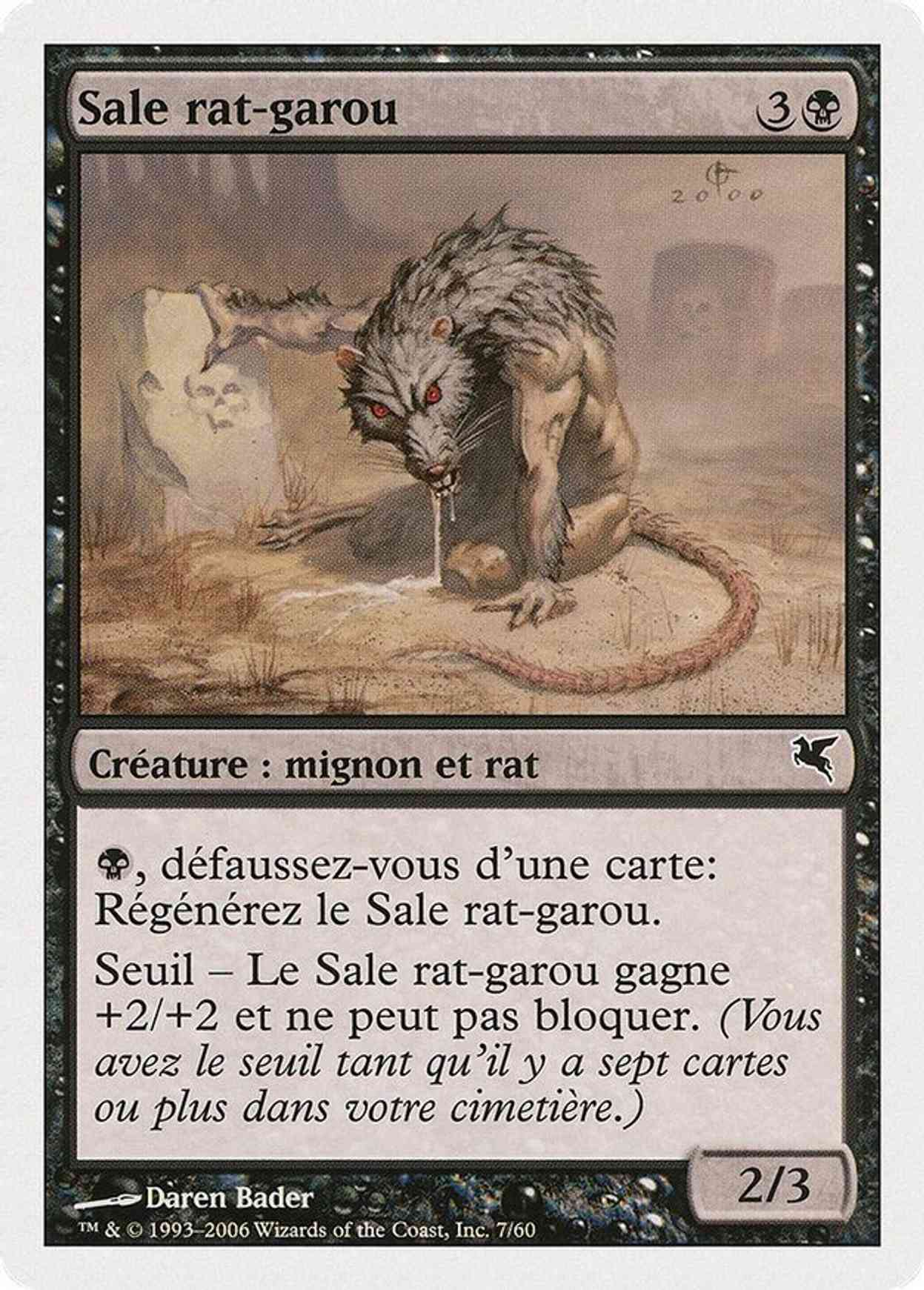 Dirty Wererat (French) - "Sale rat-garou" (A7) magic card front