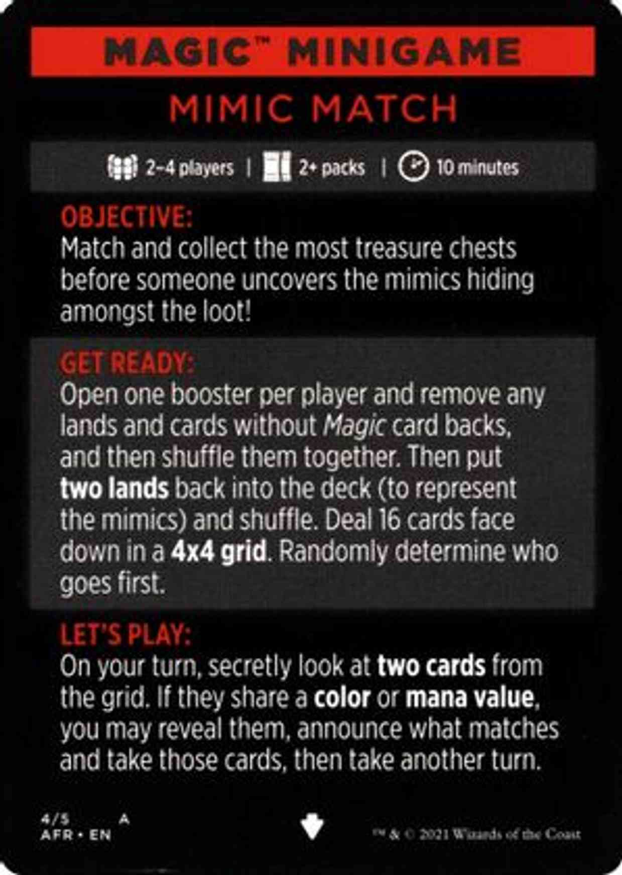 Magic Minigame: Mimic Match magic card front