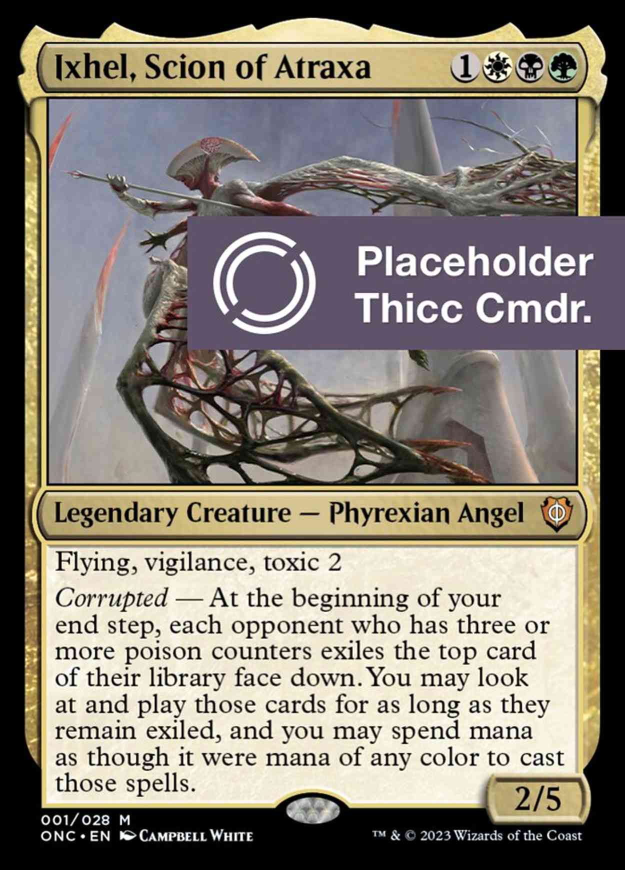 Ixhel, Scion of Atraxa (Display Commander) (Foil Etched) - Thick Stock magic card front