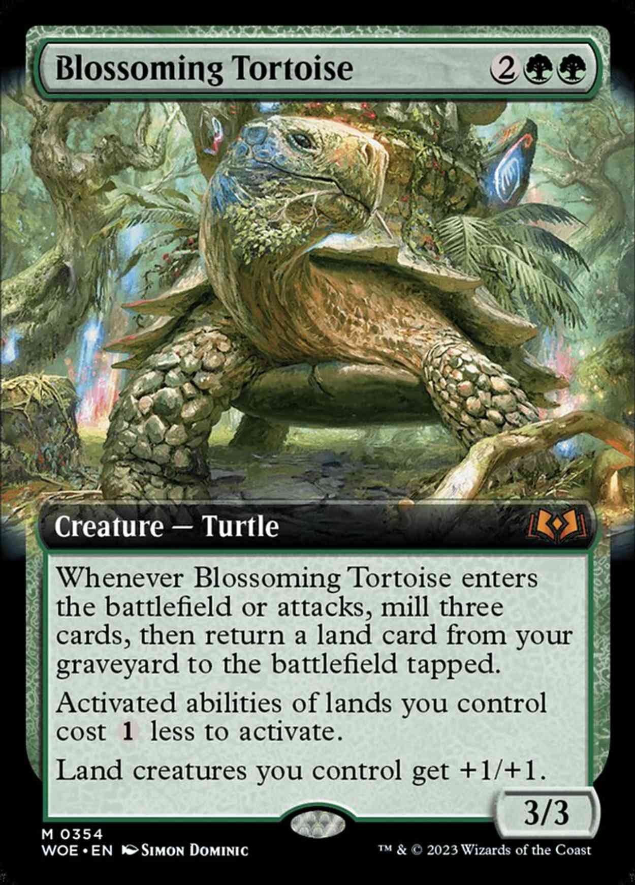 Blossoming Tortoise (Extended Art) magic card front