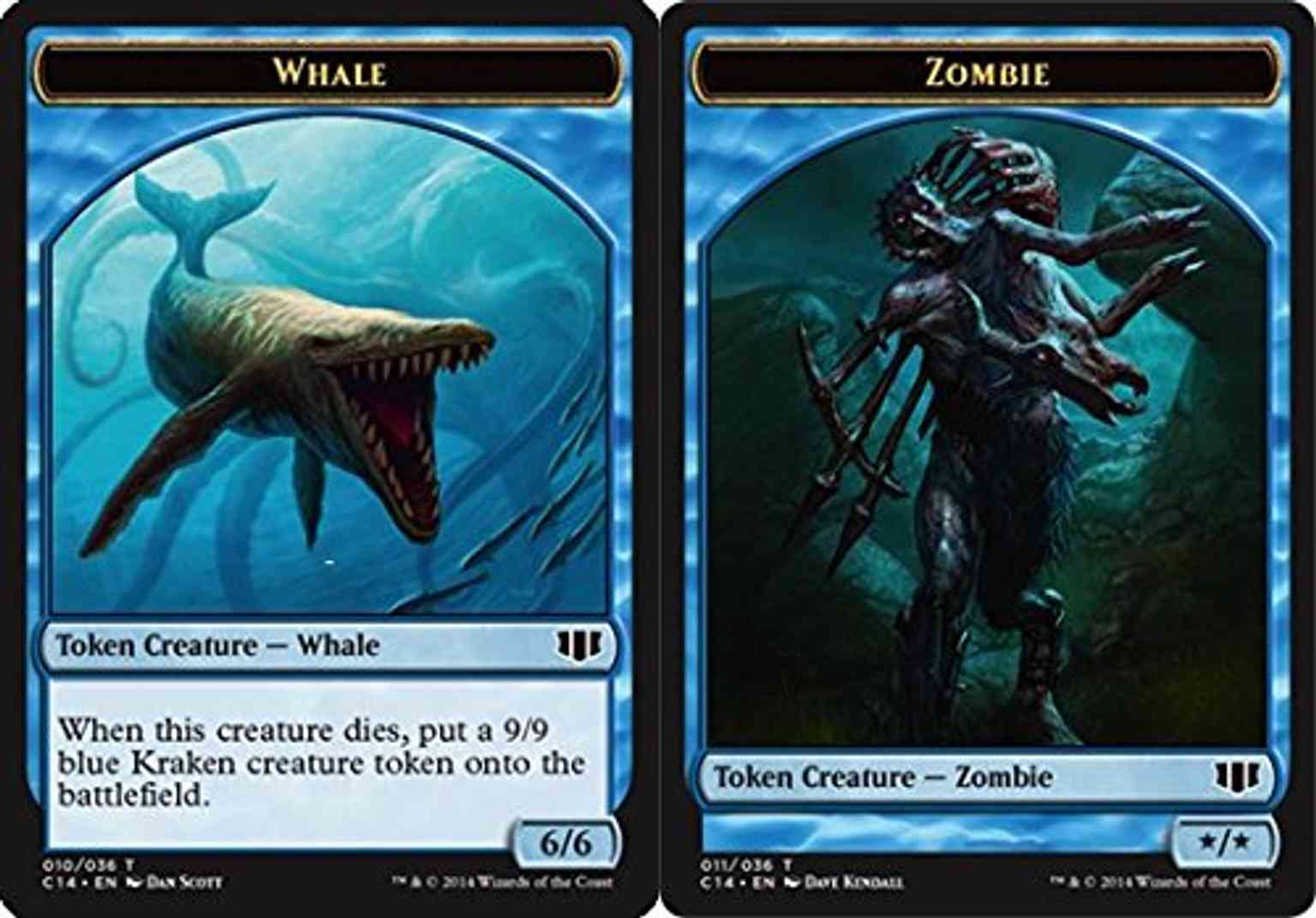 Whale // Zombie (Blue) Double-sided Token magic card front