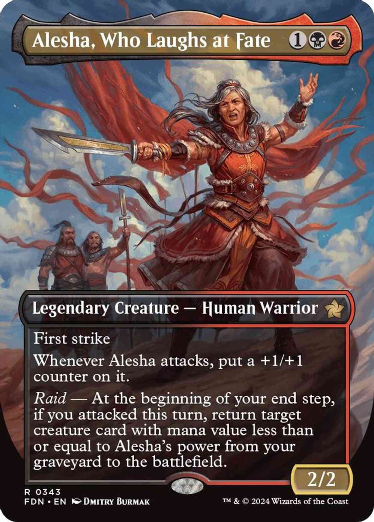 Alesha, Who Laughs at Fate (Borderless) magic card front