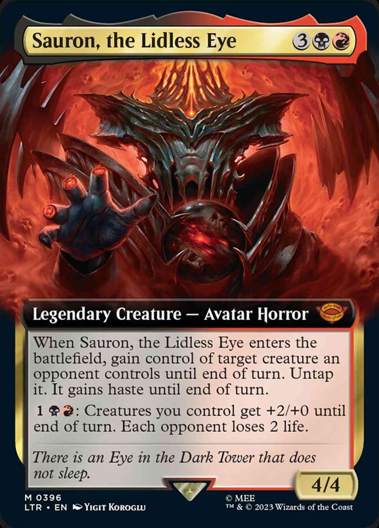 Sauron, the Lidless Eye (Extended Art) magic card front