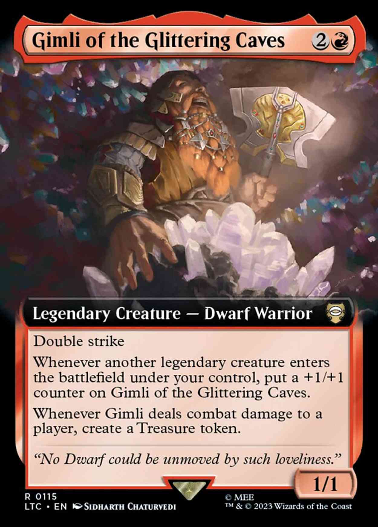 Gimli of the Glittering Caves (Extended Art) magic card front