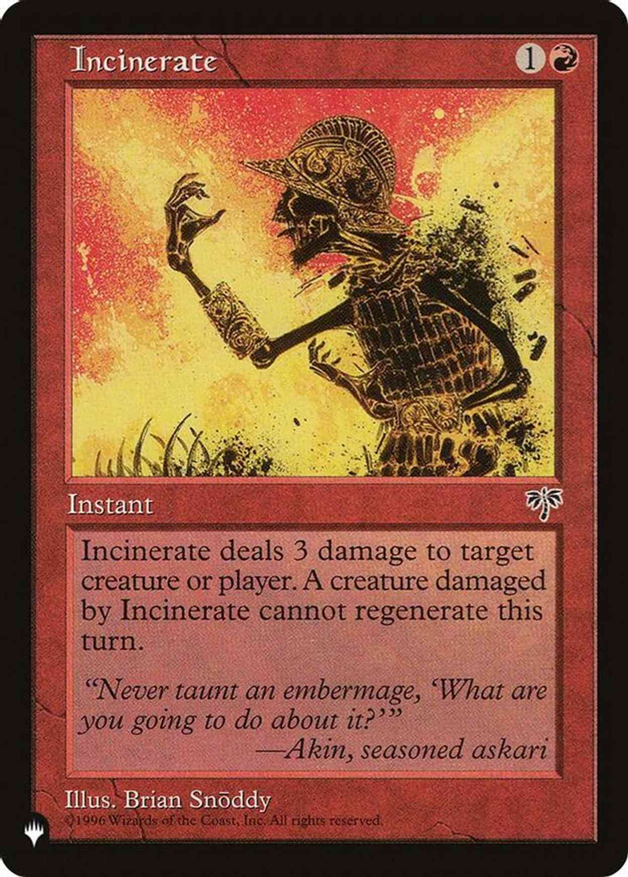 Incinerate magic card front