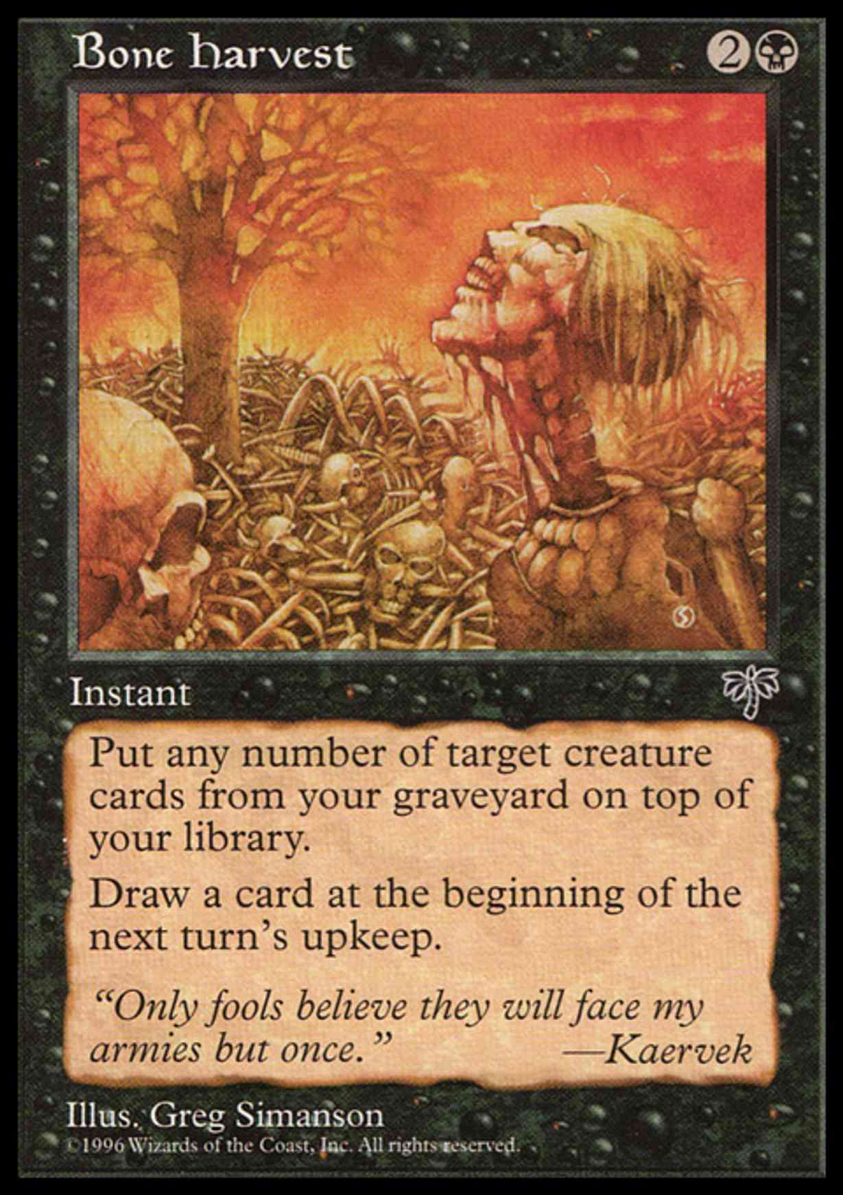 Bone Harvest magic card front