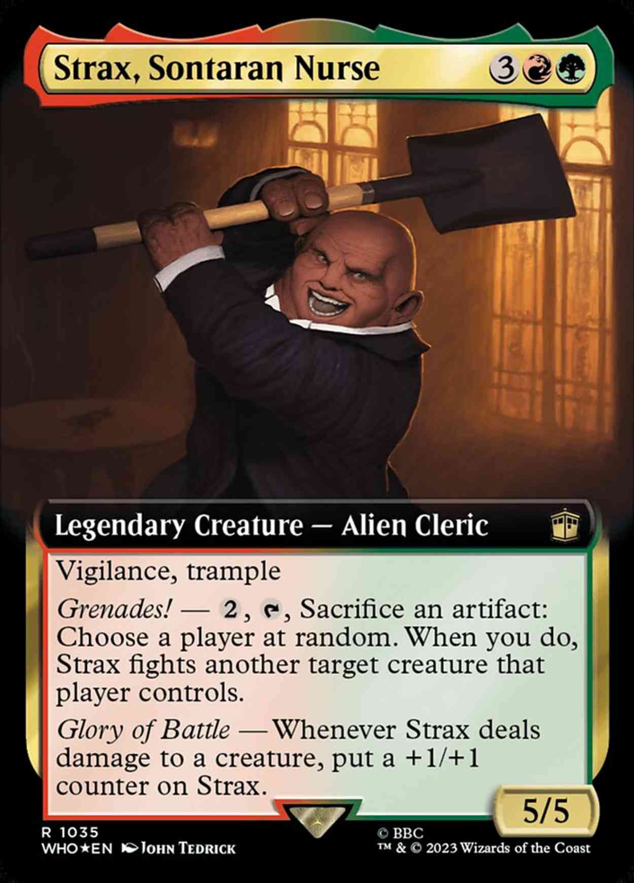 Strax, Sontaran Nurse (Extended Art) (Surge Foil) magic card front