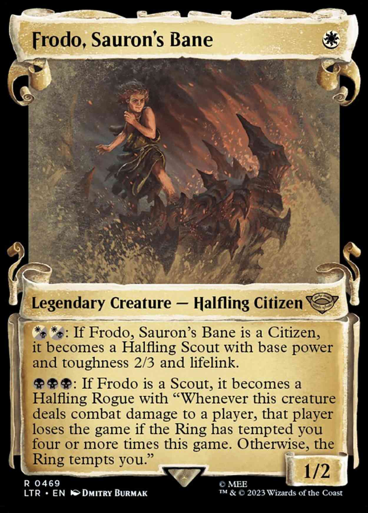 Frodo, Sauron's Bane (Showcase Scrolls) magic card front