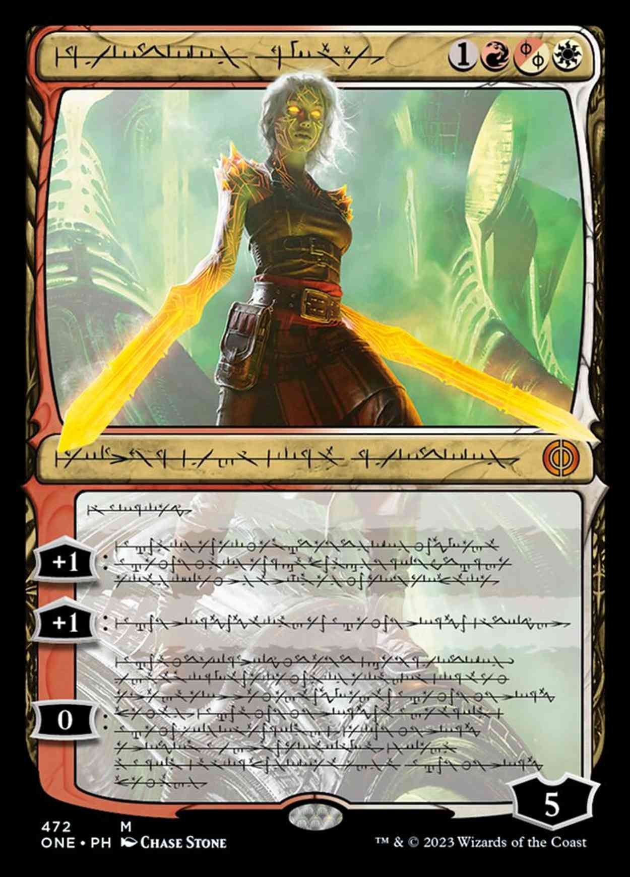 Nahiri, the Unforgiving (Phyrexian) (Step-and-Compleat Foil) magic card front