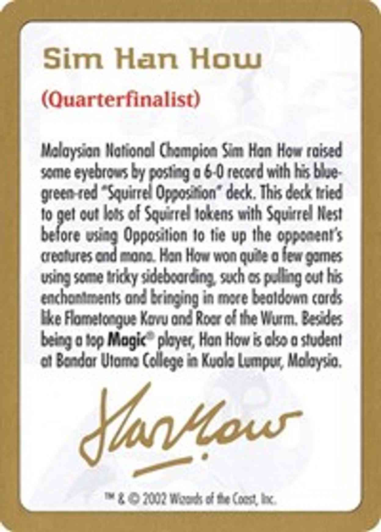 2002 Sim Han How Biography Card magic card front