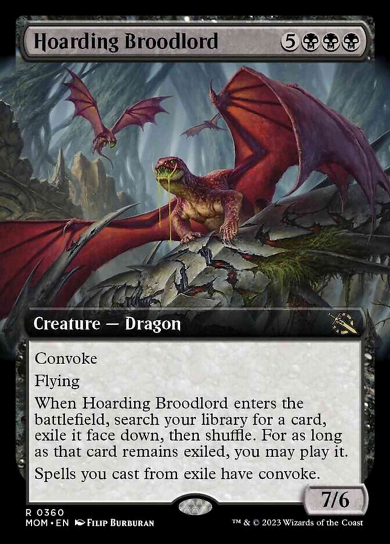 Hoarding Broodlord (Extended Art) magic card front