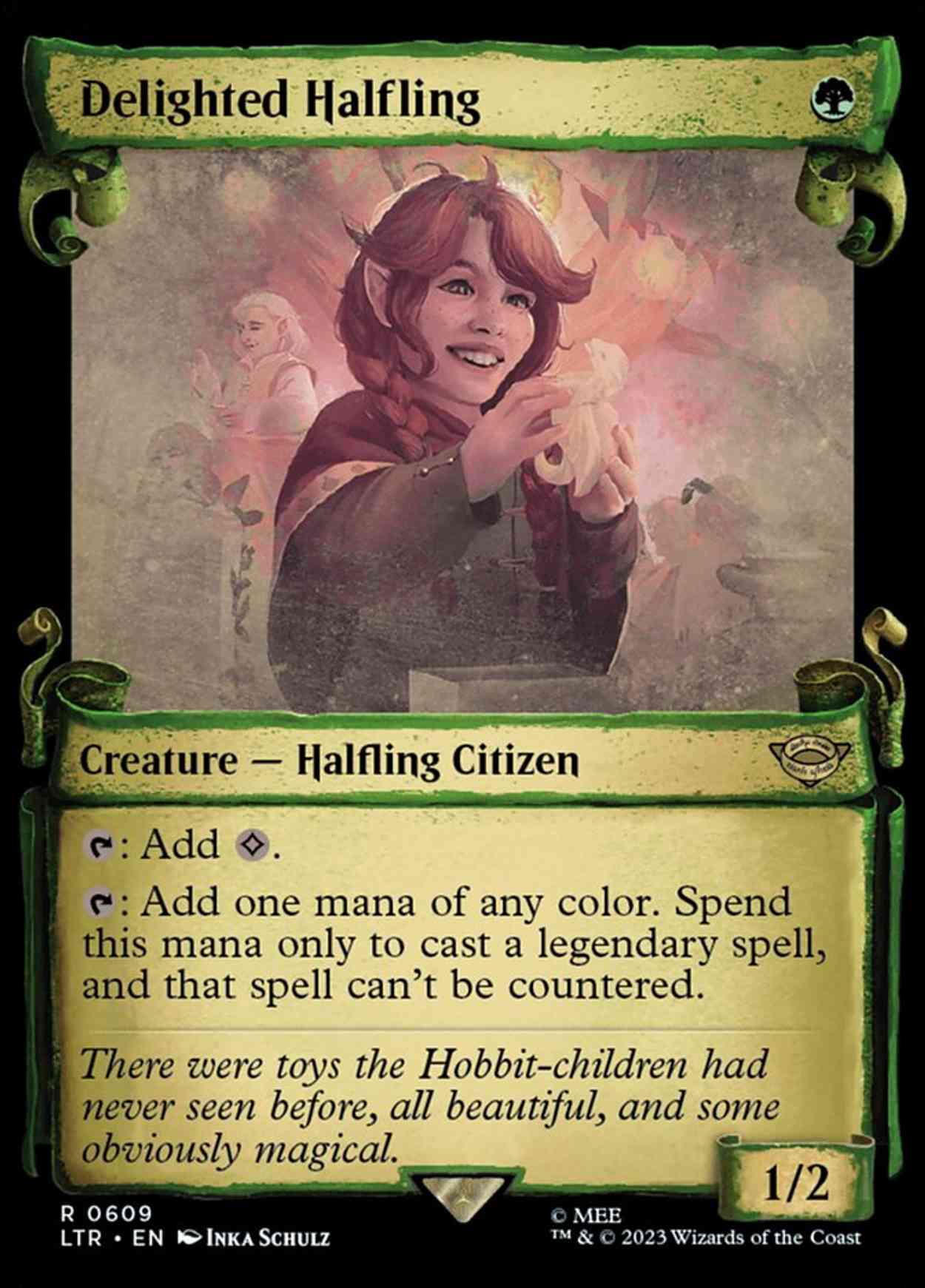 Delighted Halfling (Showcase Scrolls) magic card front