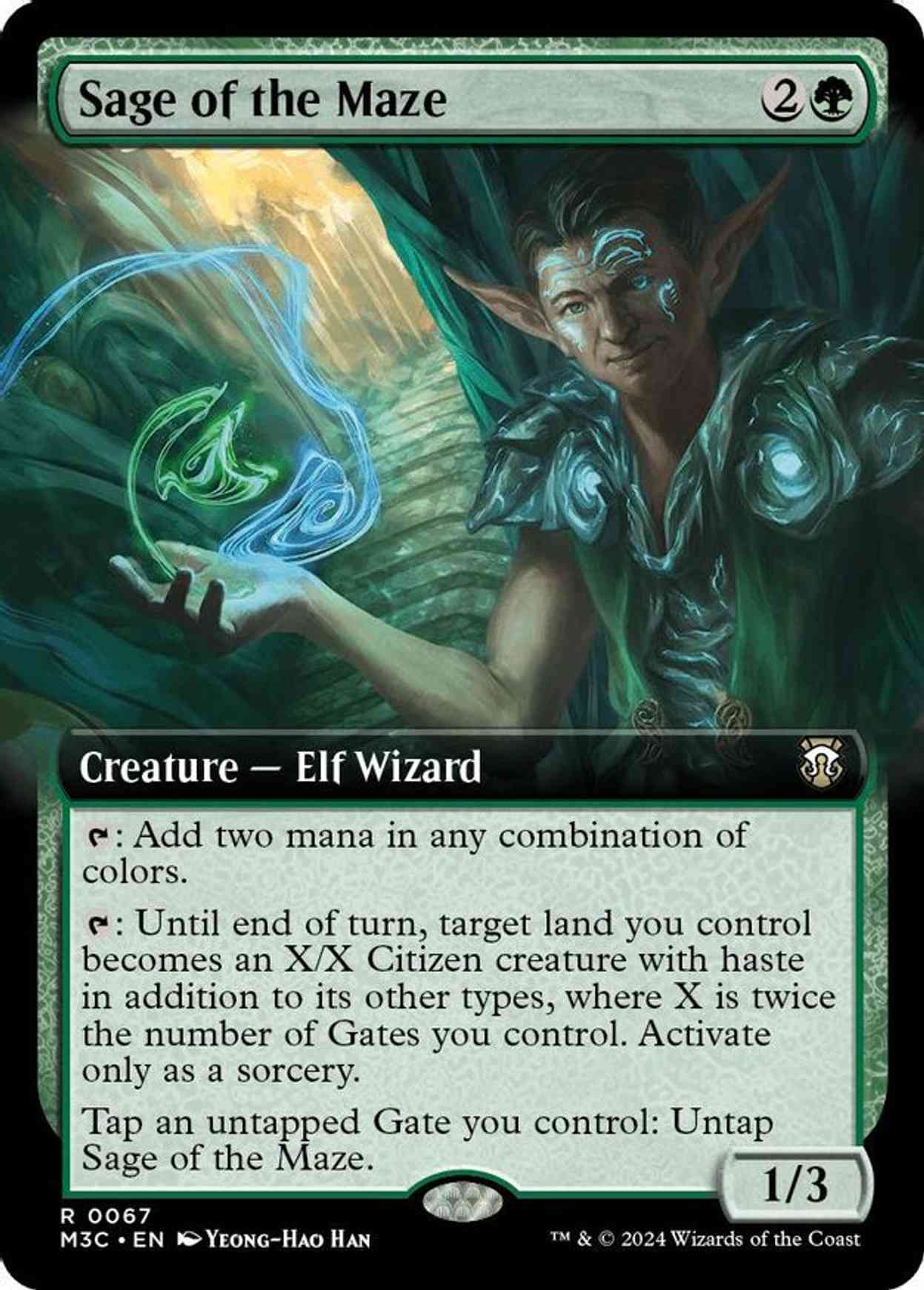 Sage of the Maze (Extended Art) (Ripple Foil) magic card front