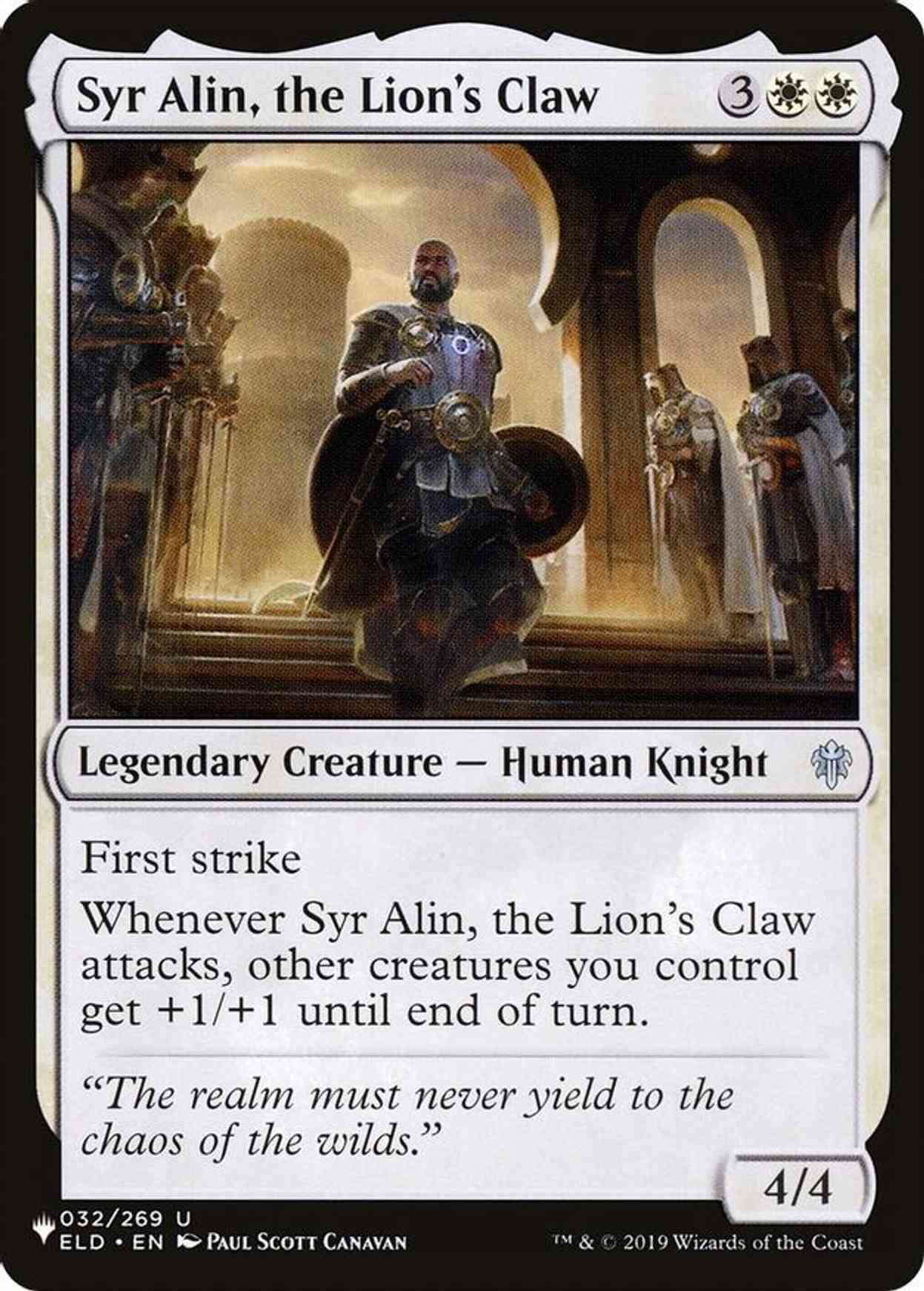 Syr Alin, the Lion's Claw magic card front