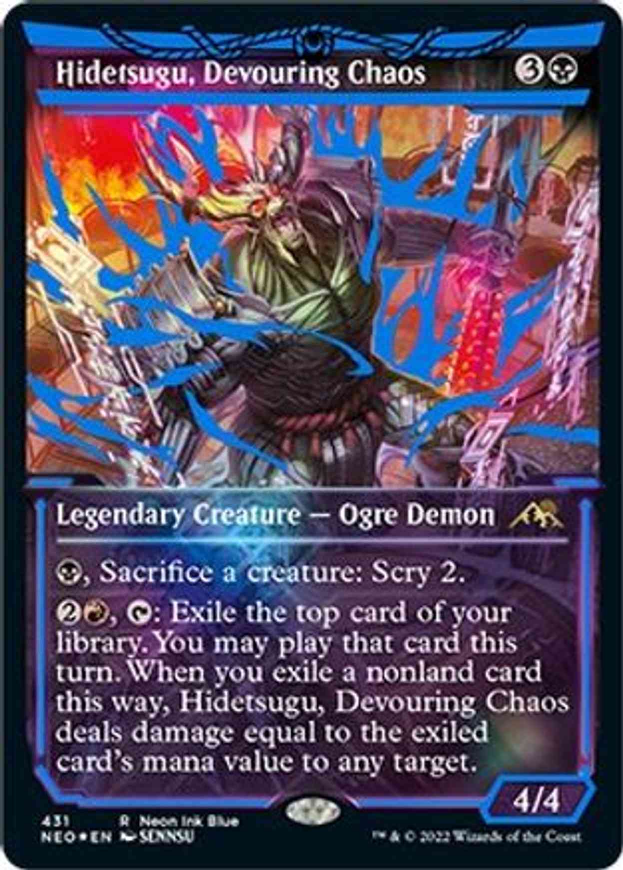 Hidetsugu, Devouring Chaos (Neon Blue) magic card front