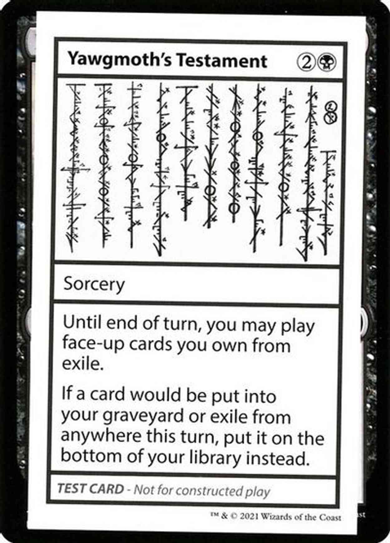 Yawgmoth's Testament (No PW Symbol) magic card front