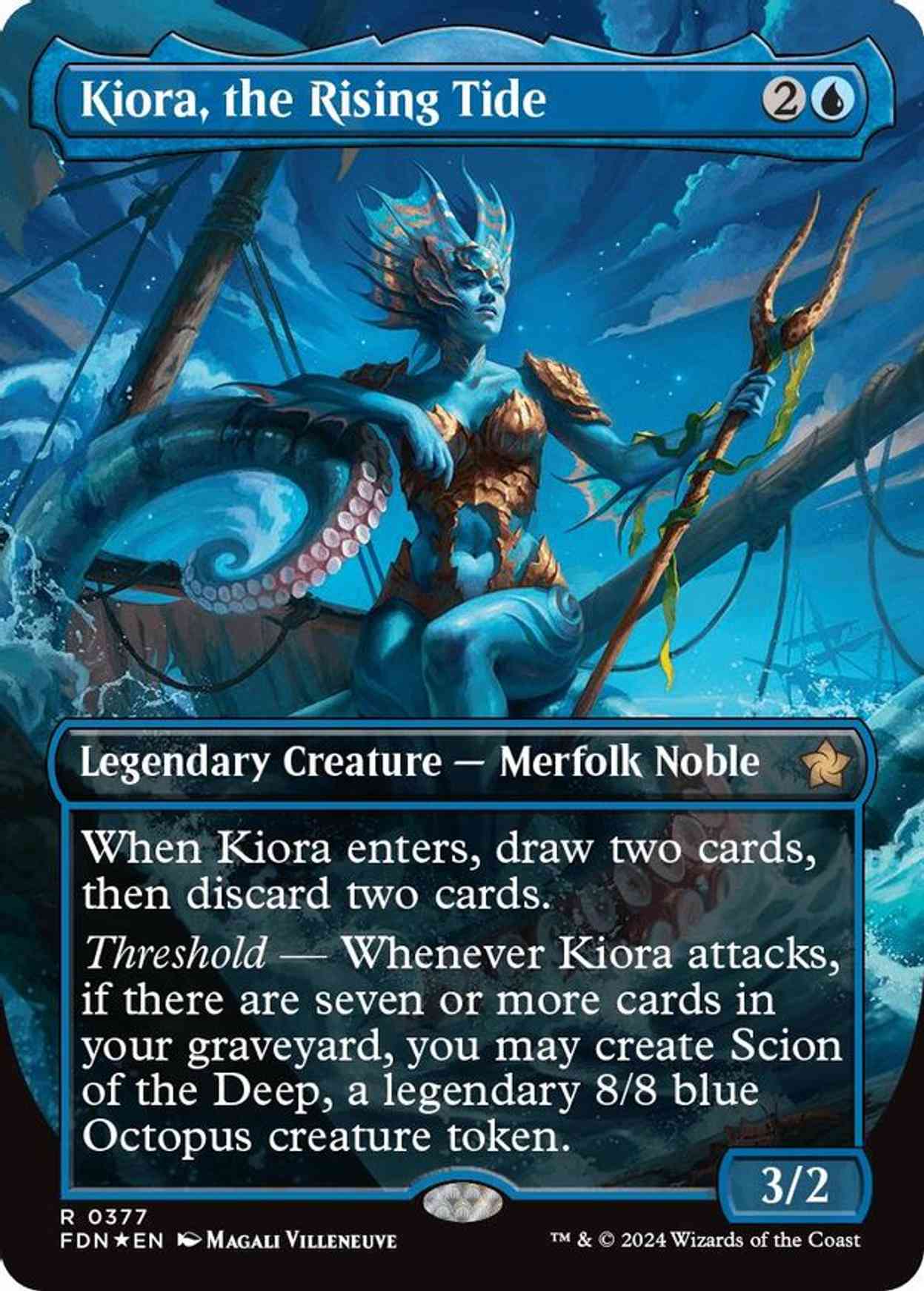 Kiora, the Rising Tide (Borderless) (Mana Foil) magic card front