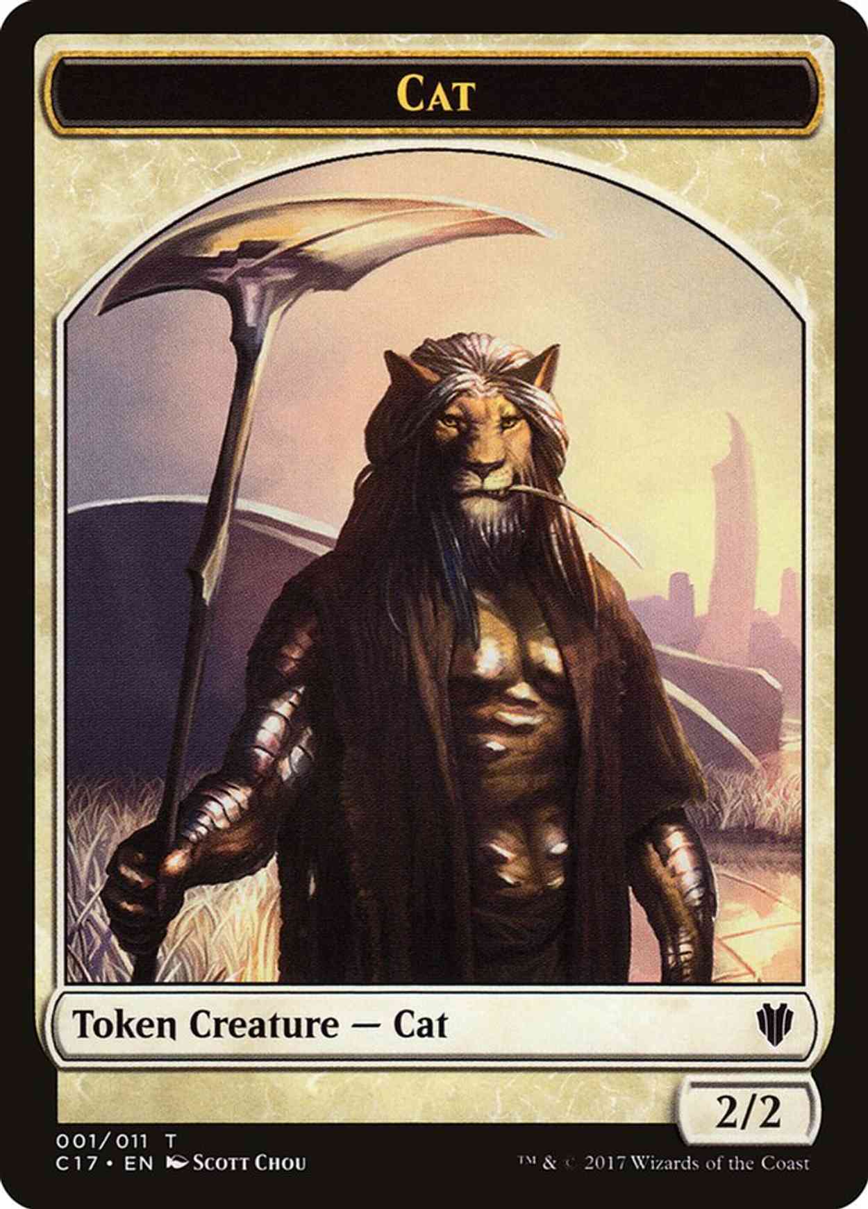 Cat (001) // Cat Warrior (008) Double-sided Token magic card front