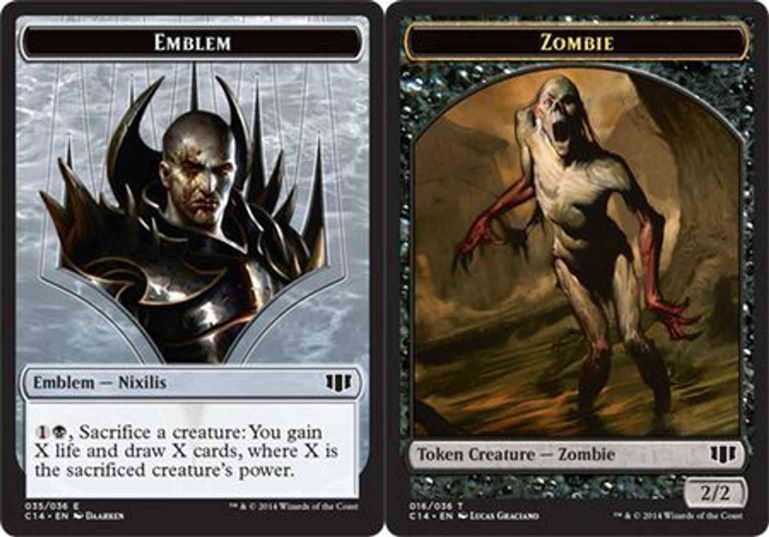 Emblem - Ob Nixilis of the Black Oath // Zombie Token magic card front