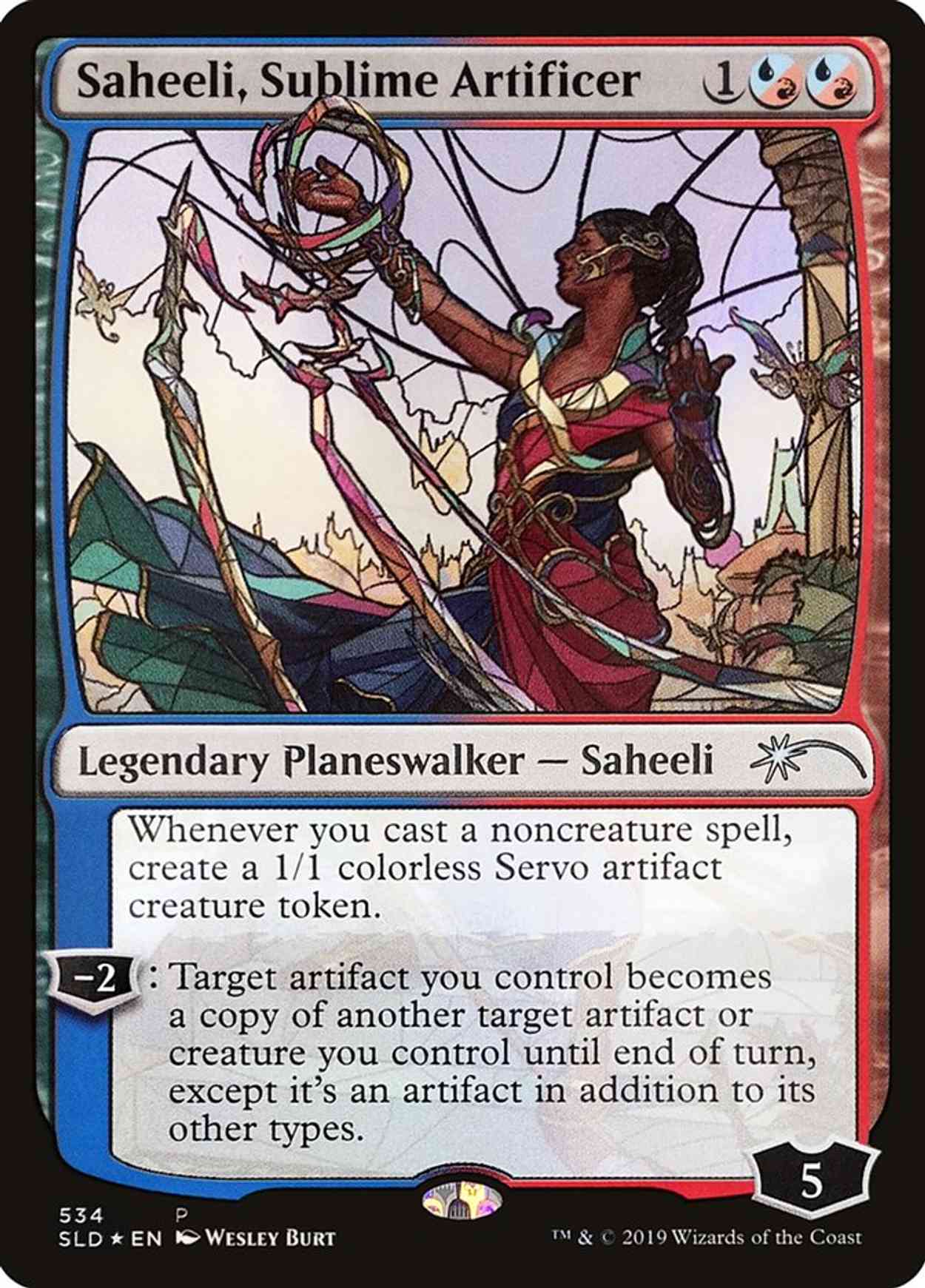 Saheeli, Sublime Artificer (Stained Glass) magic card front