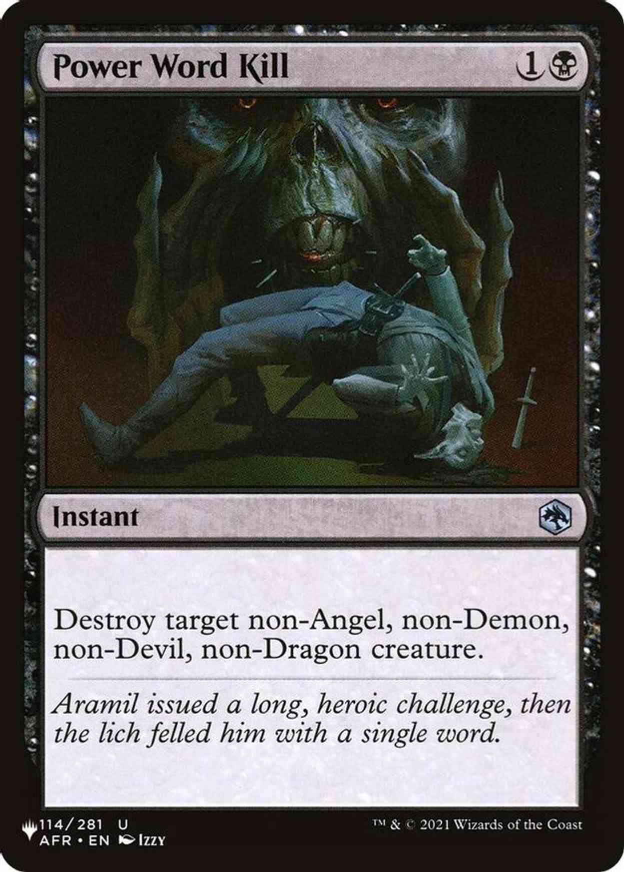 Power Word Kill magic card front