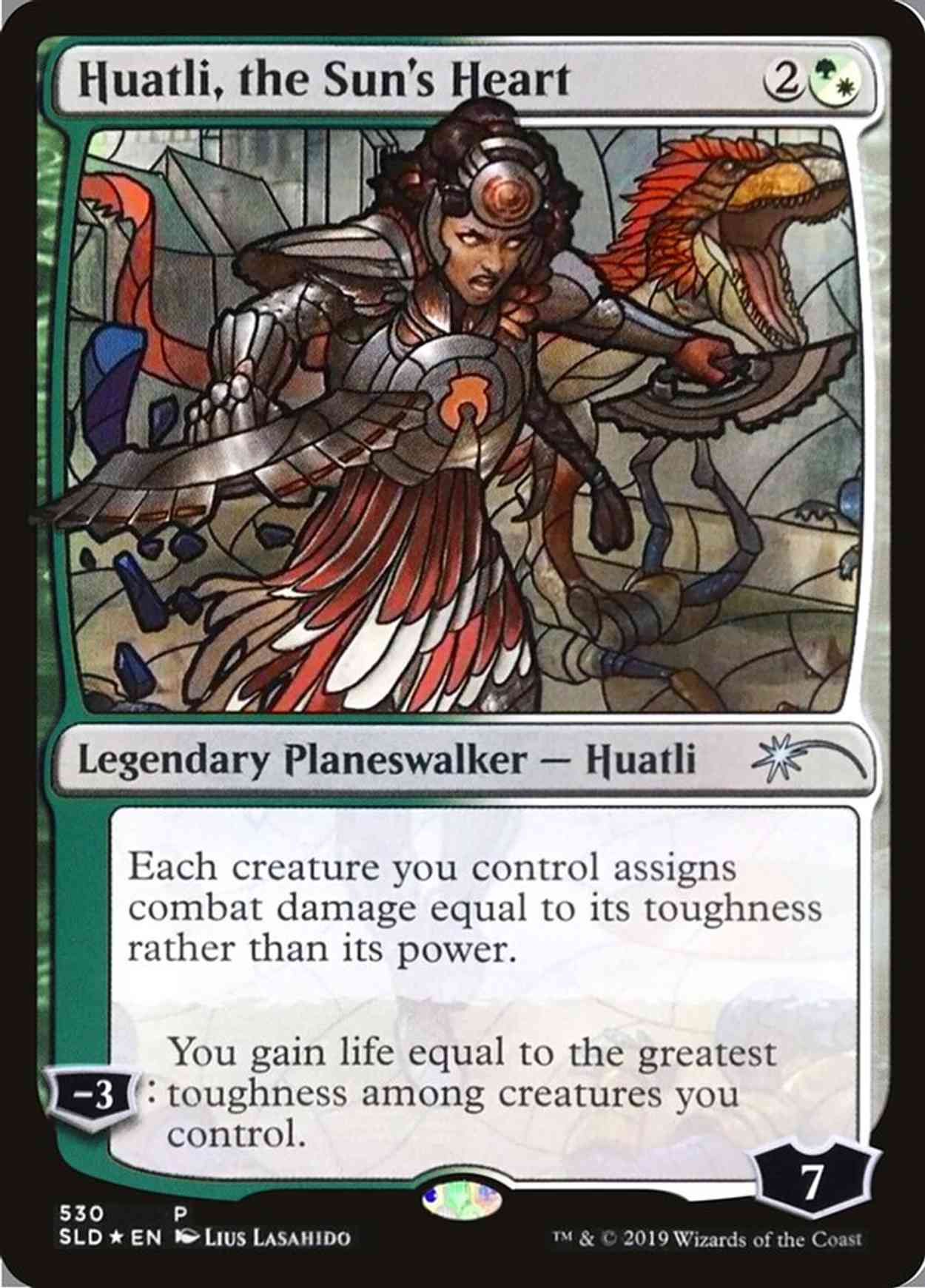 Huatli, the Sun's Heart (Stained Glass) magic card front