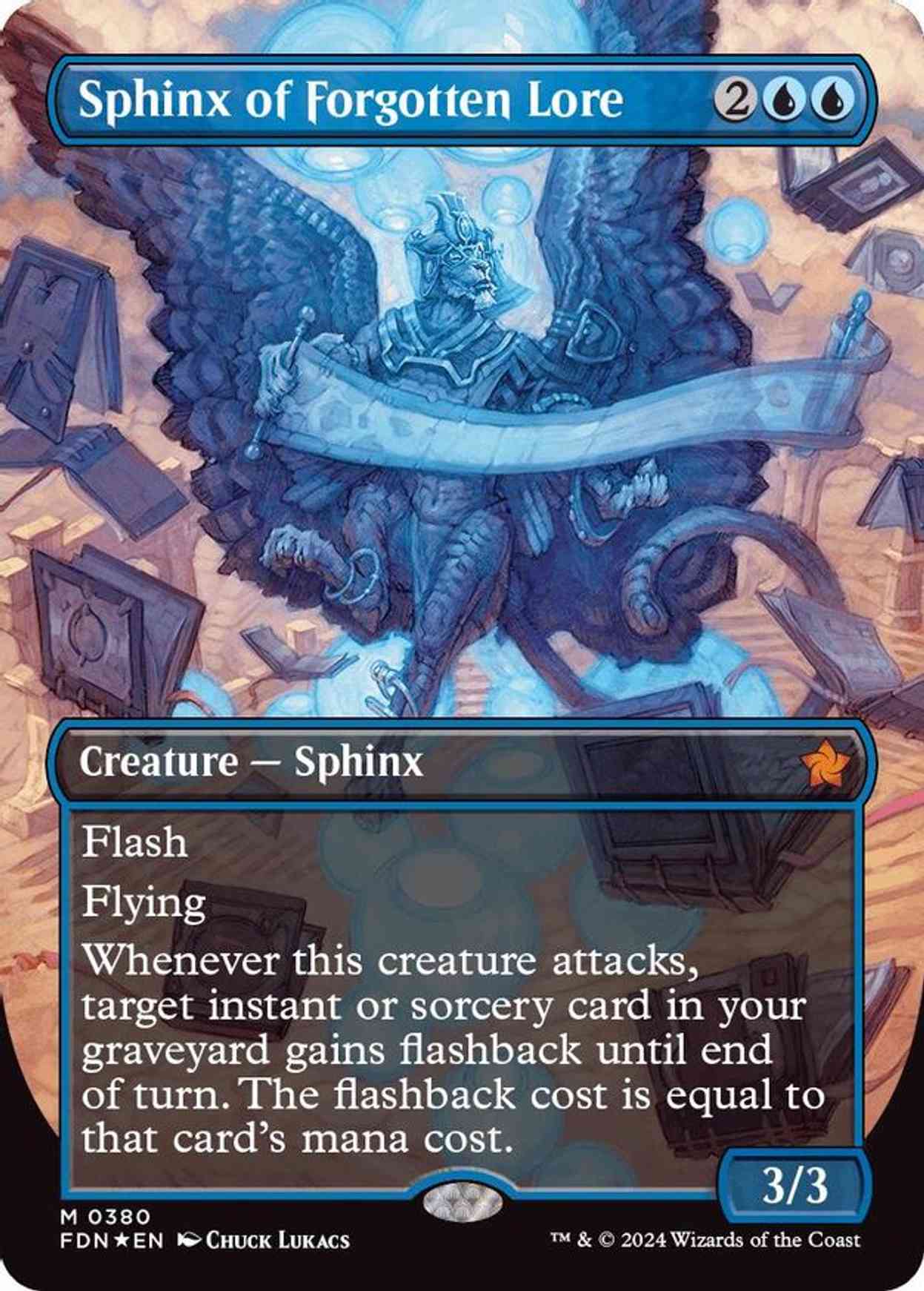 Sphinx of Forgotten Lore (Borderless) (Mana Foil) magic card front