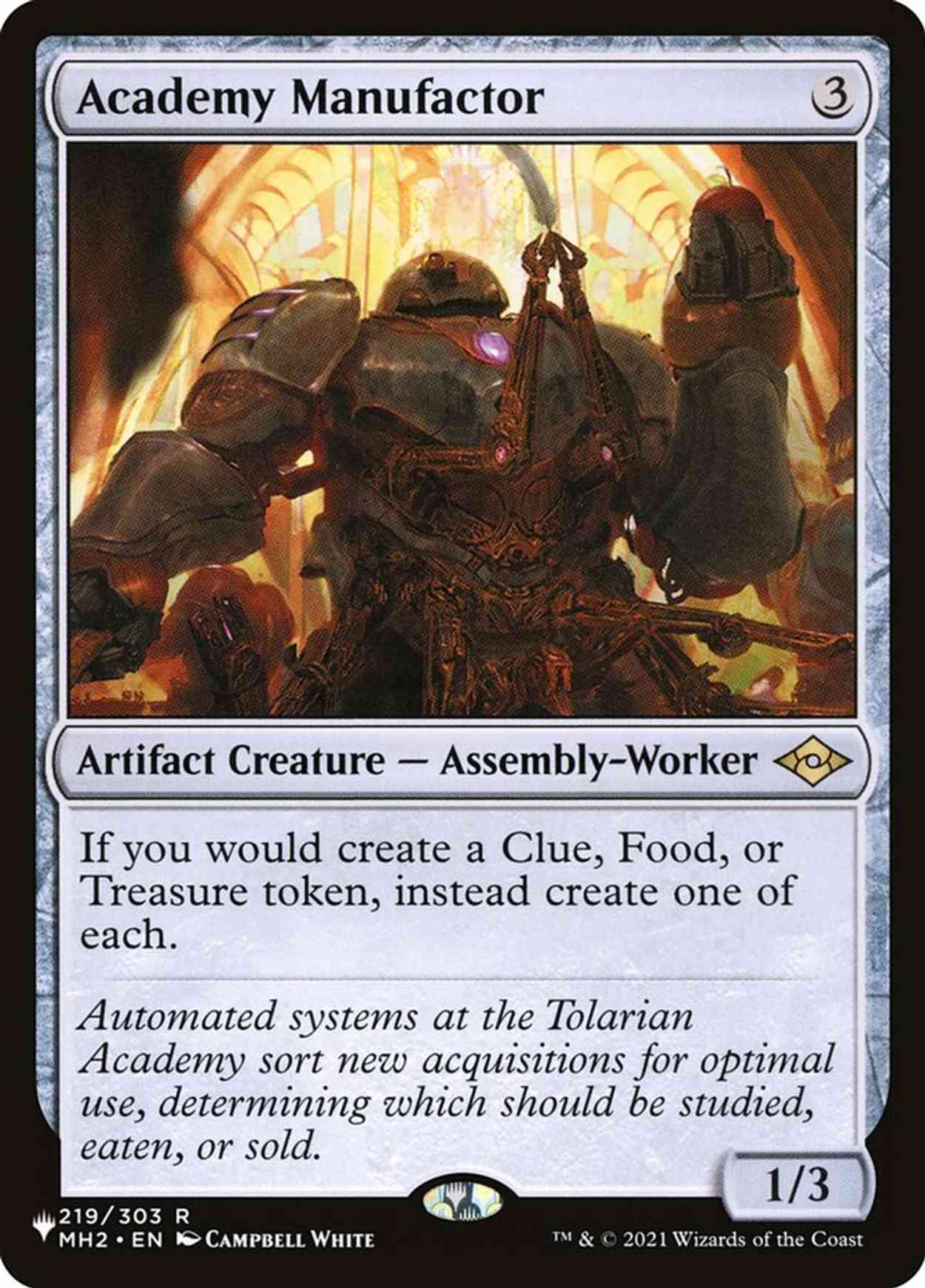 Academy Manufactor magic card front