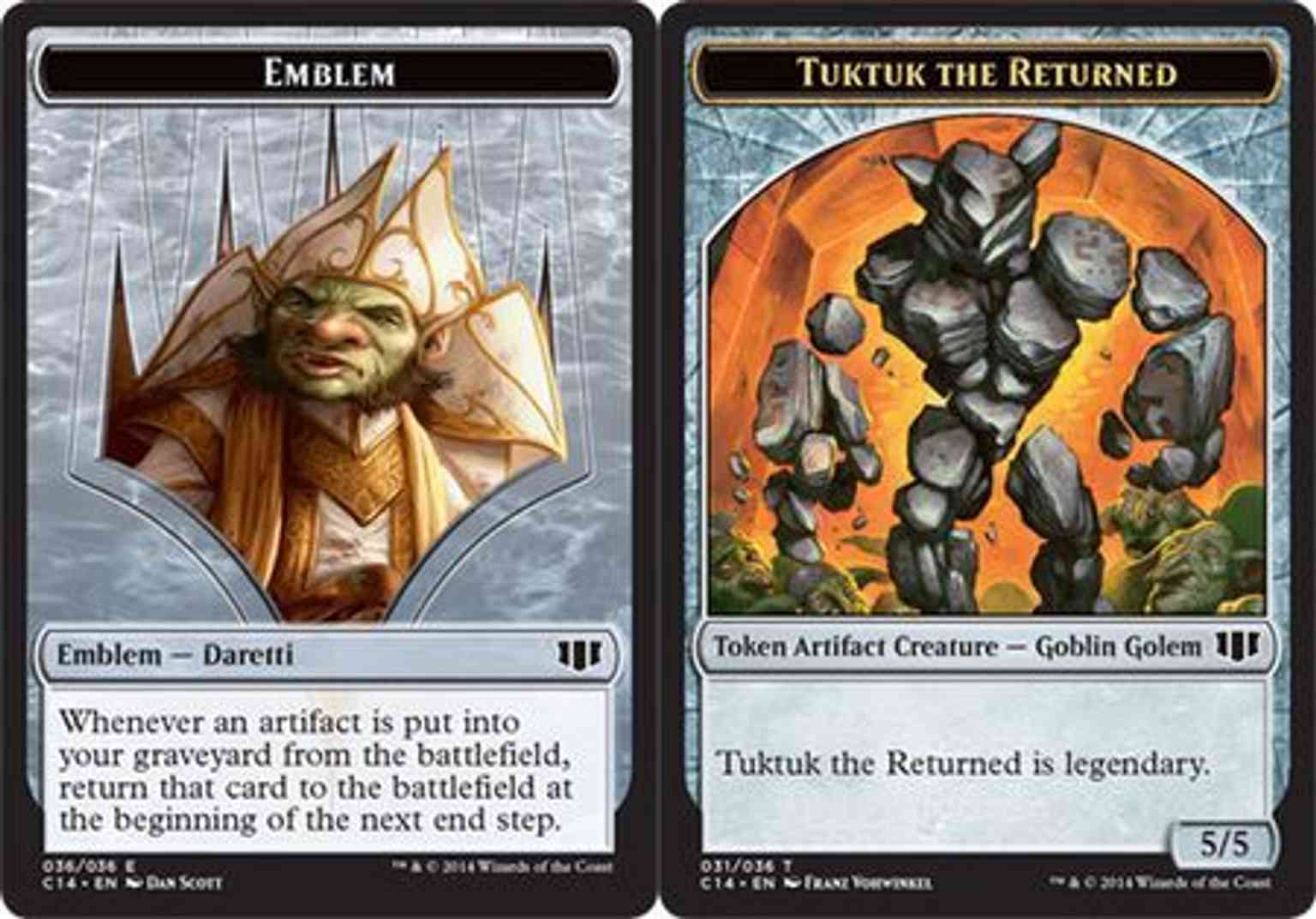 Emblem - Daretti, Scrap Savant // Tuktuk the Returned Token magic card front