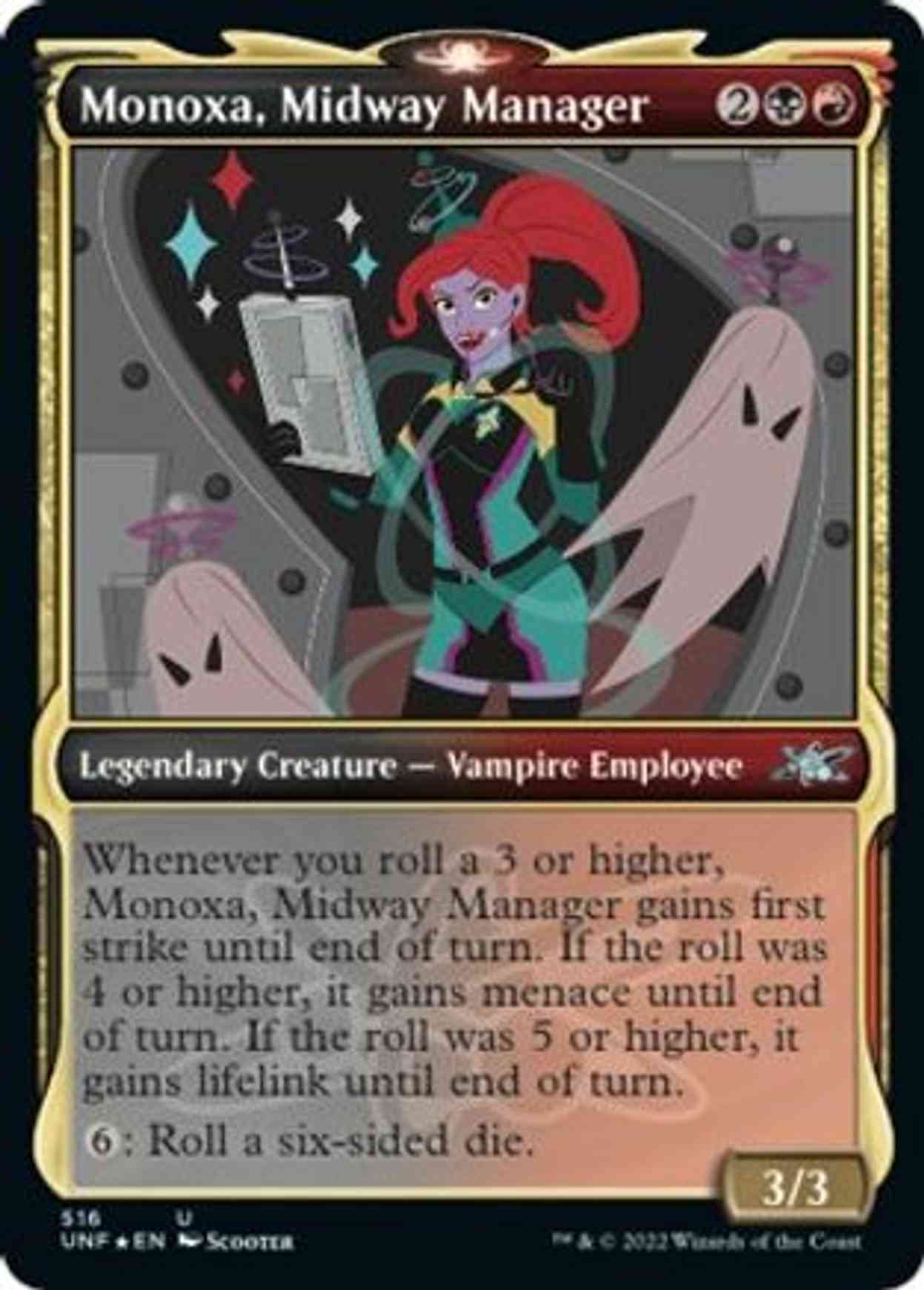 Monoxa, Midway Manager (Showcase) (Galaxy Foil) magic card front