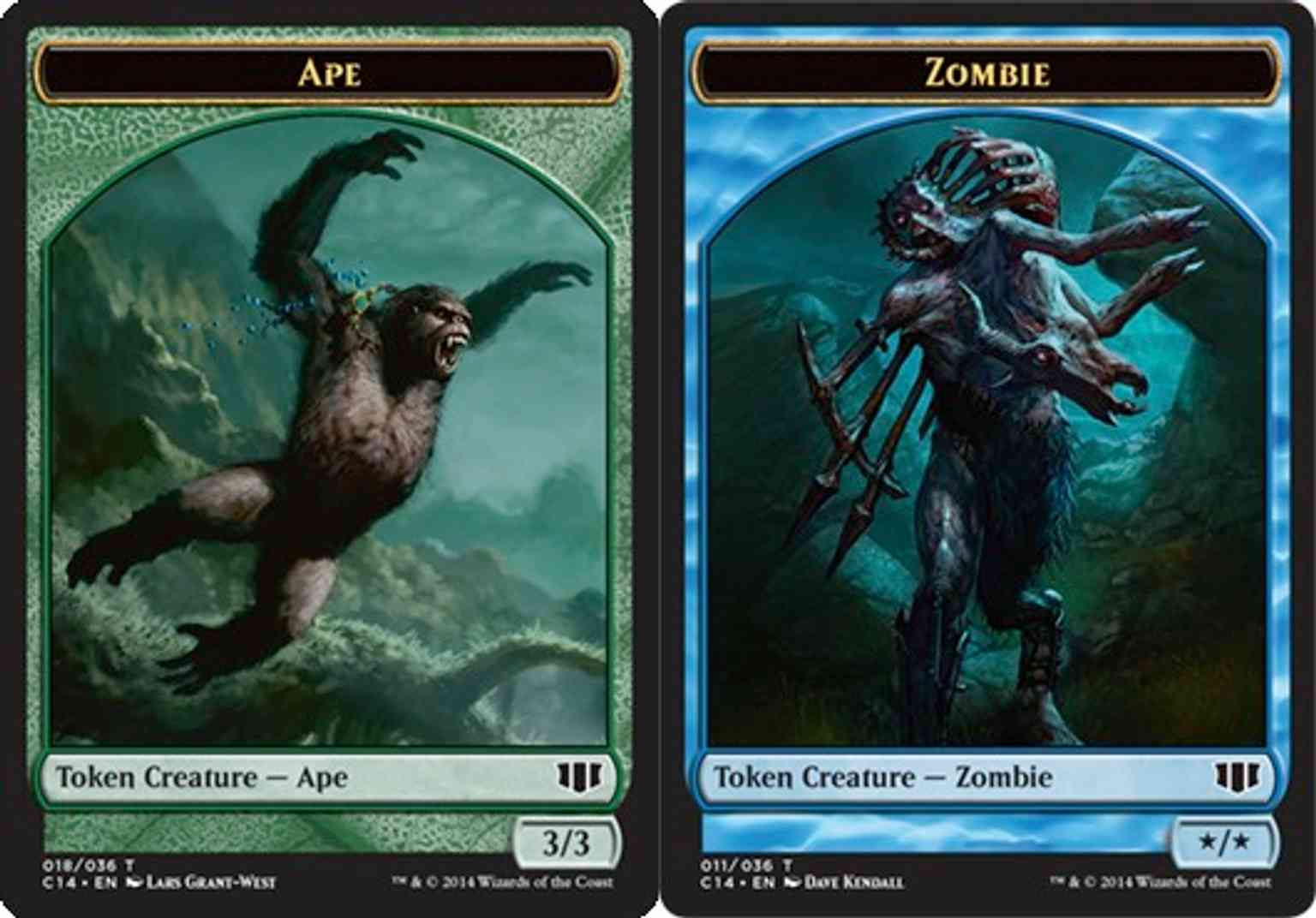 Ape // Zombie (Blue) Double-sided Token magic card front