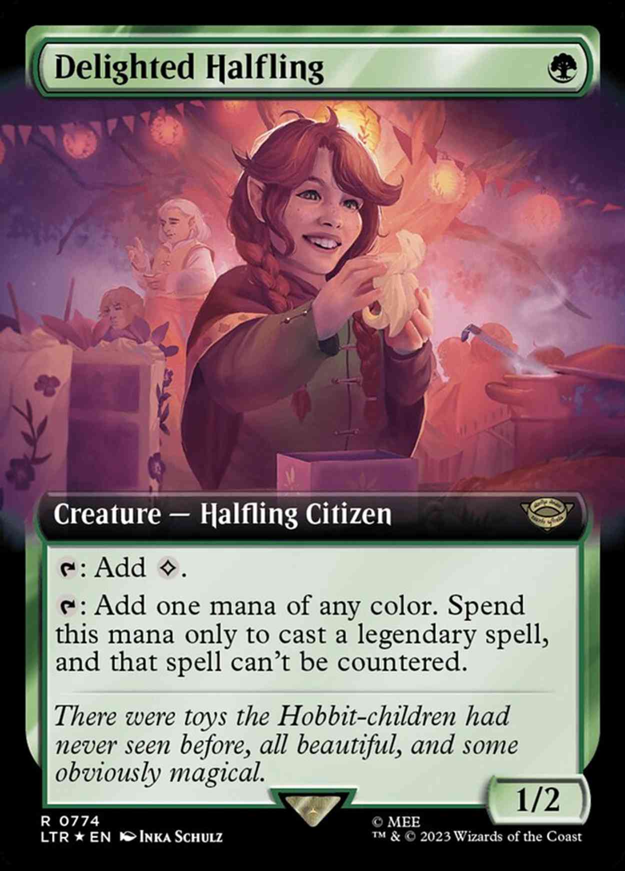 Delighted Halfling (Extended Art) (Surge Foil) magic card front