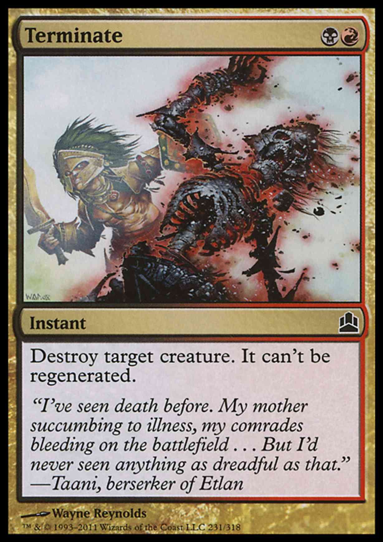 Terminate magic card front