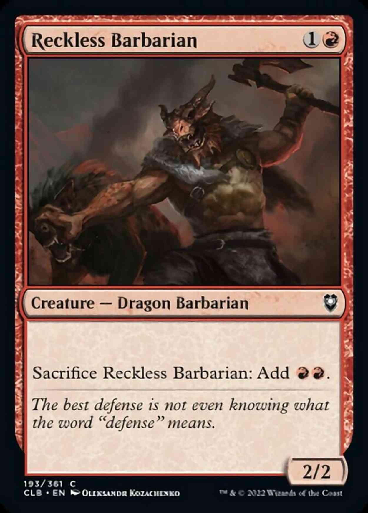 Reckless Barbarian magic card front