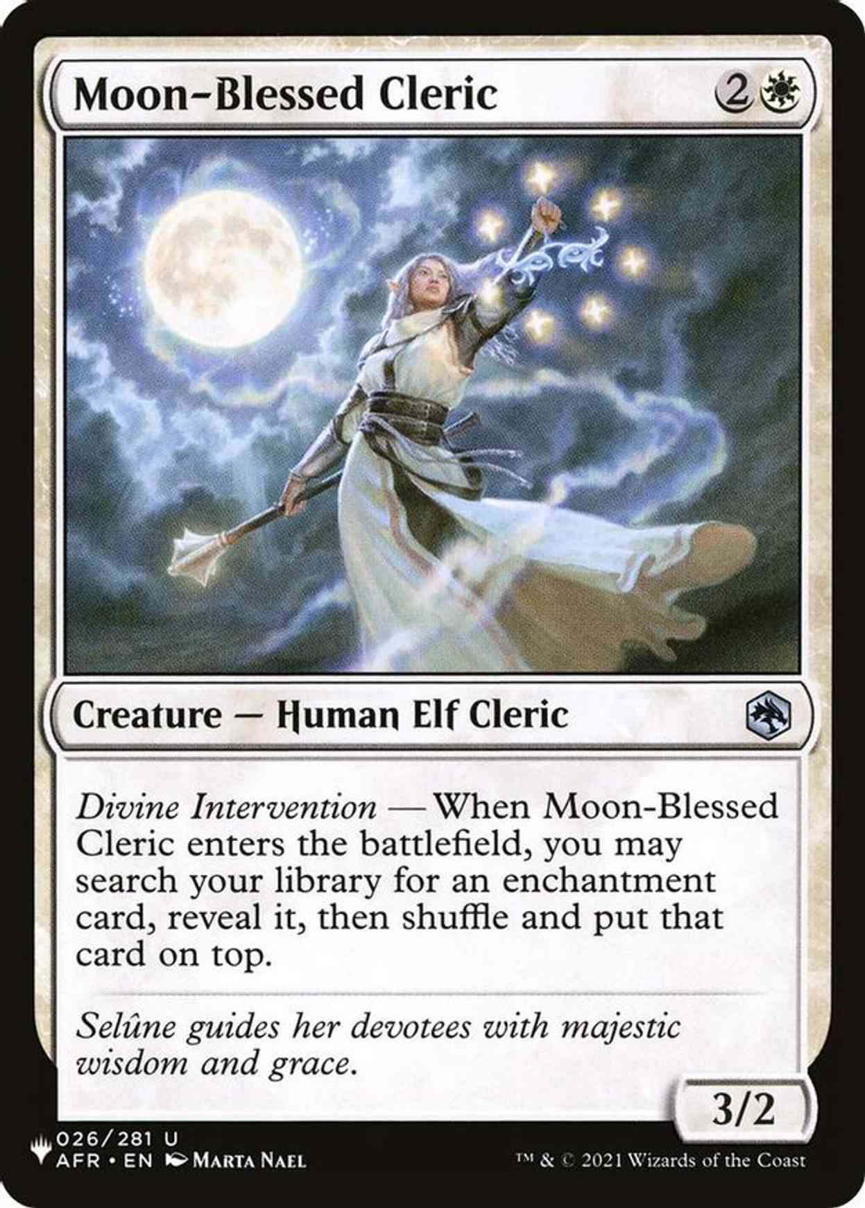 Moon-Blessed Cleric magic card front