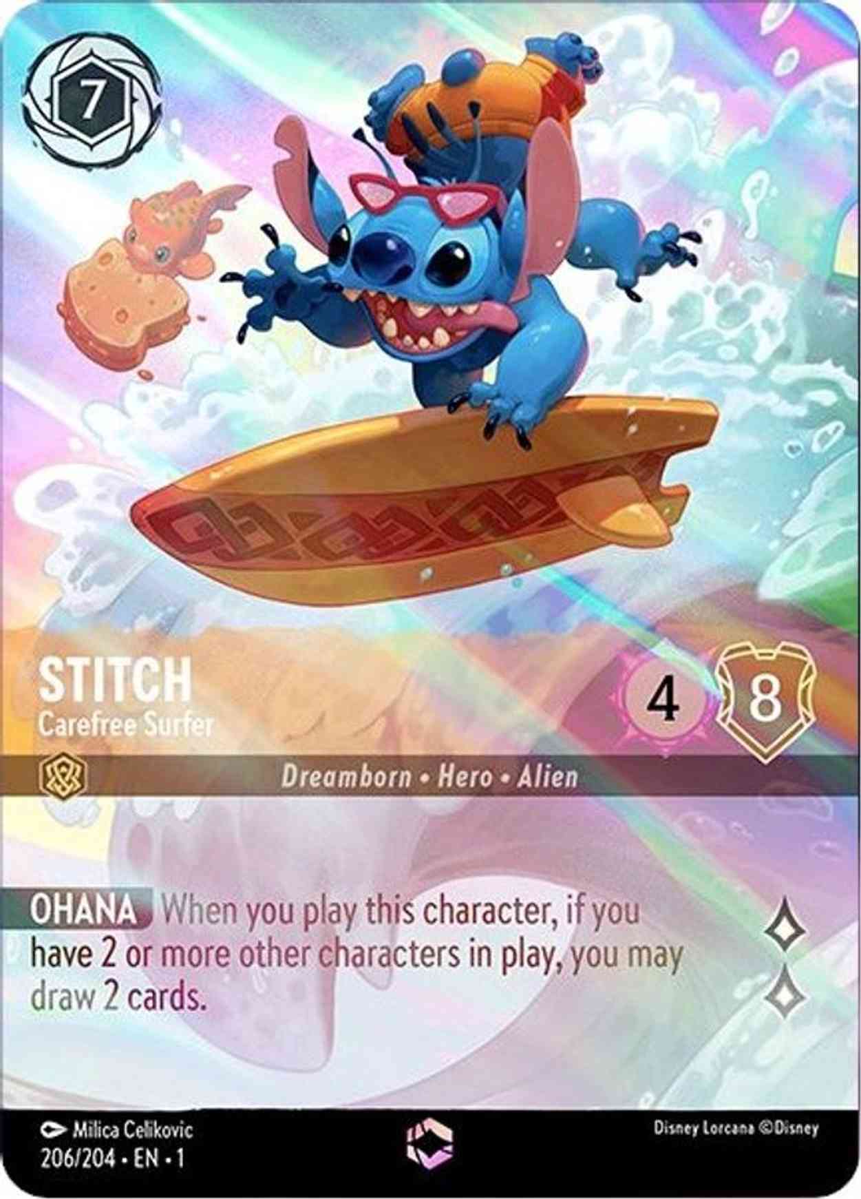 Stitch - Carefree Surfer (Alternate Art) magic card front