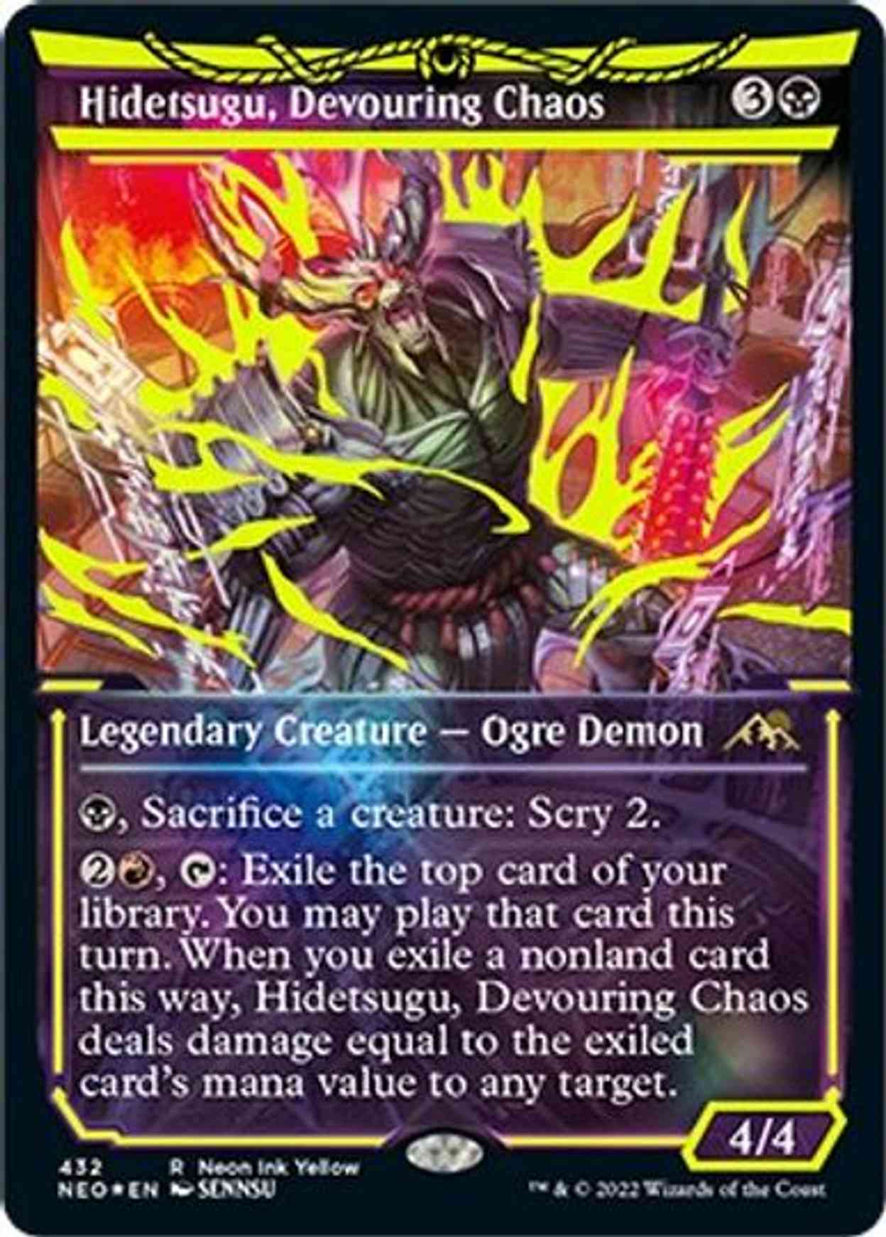 Hidetsugu, Devouring Chaos (Neon Yellow) (WPN Exclusive) magic card front