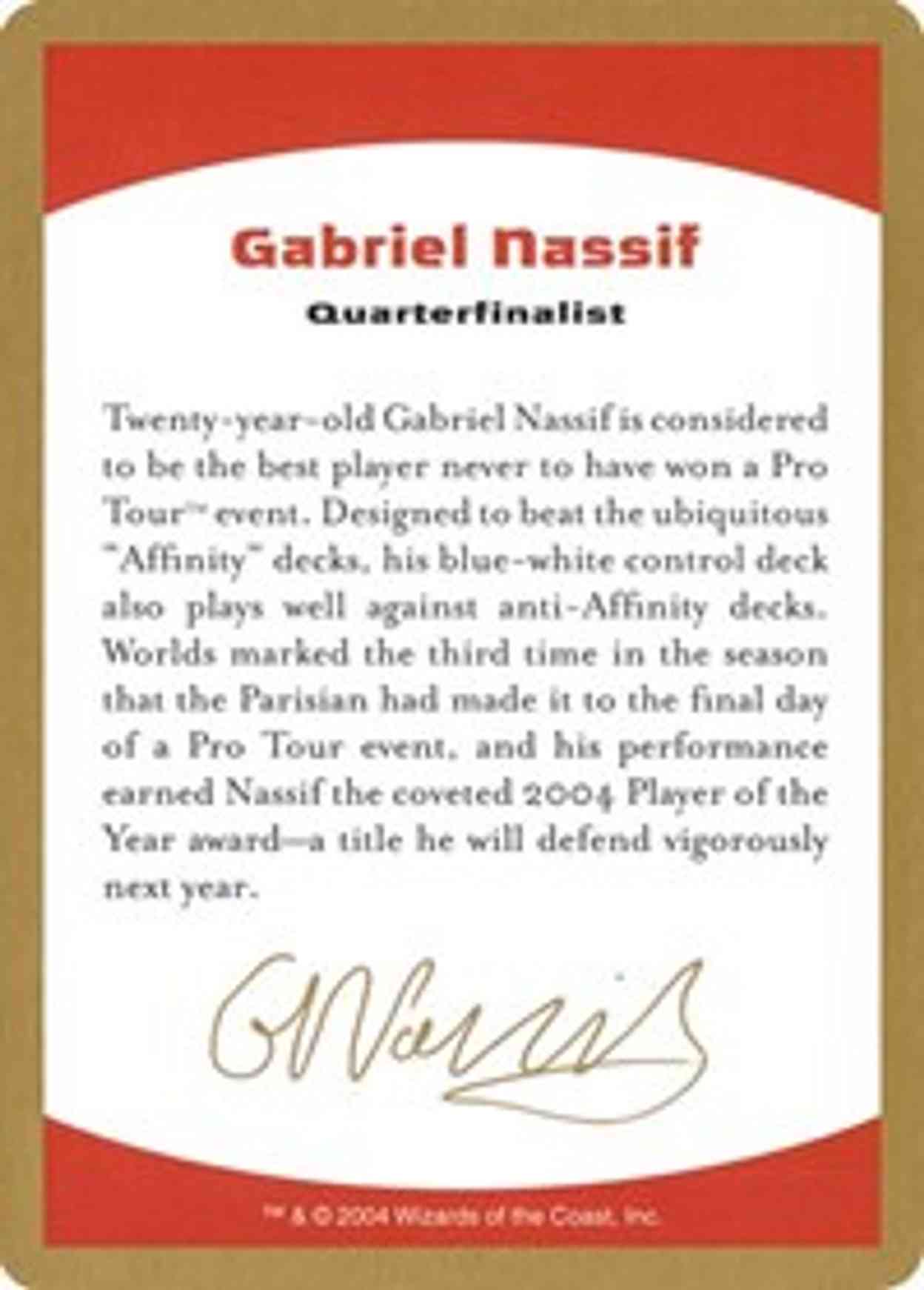 2004 Gabriel Nassif Biography Card magic card front
