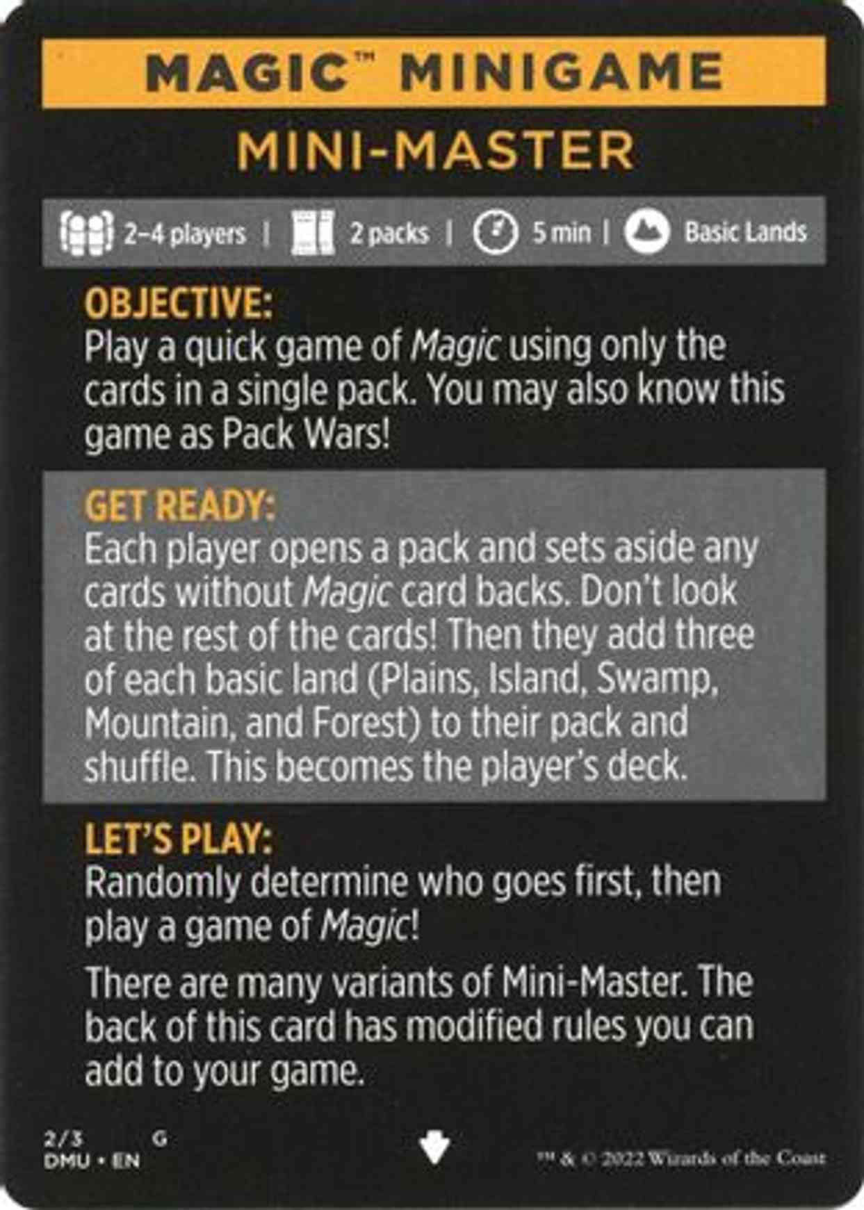 Magic Minigame: Mini-Master magic card front