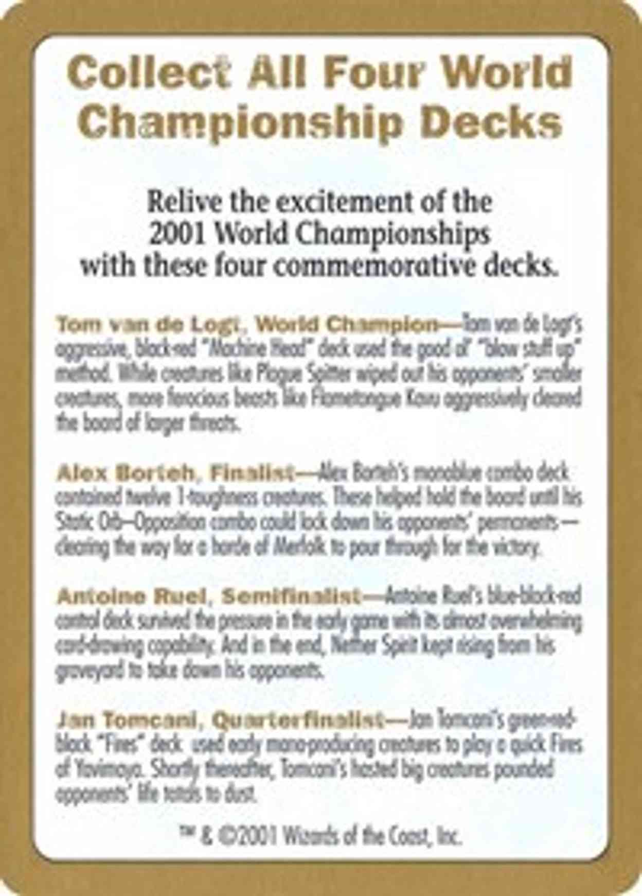 2001 World Championship Advertisement Card magic card front