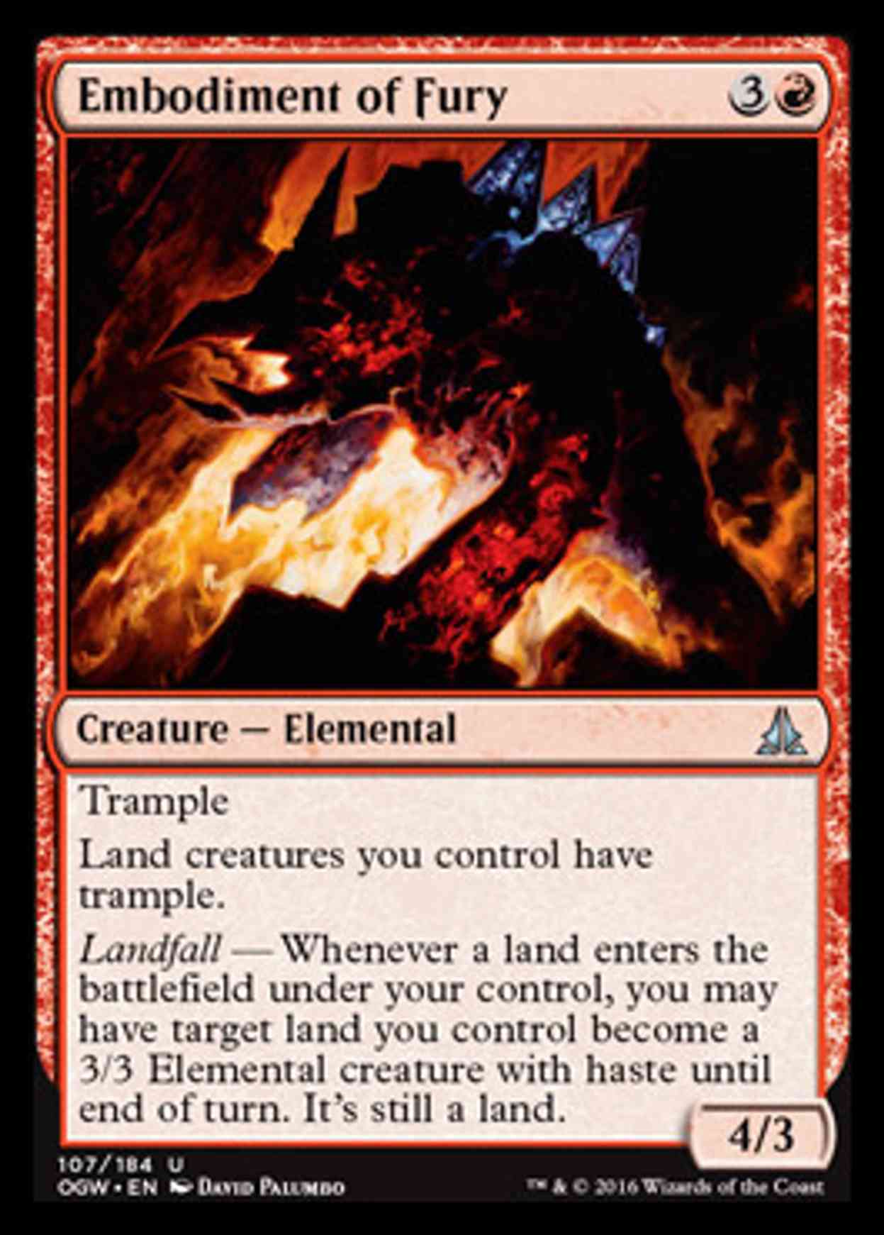 Embodiment of Fury magic card front