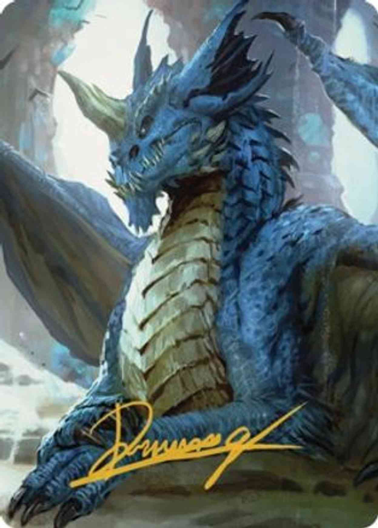 Young Blue Dragon Art Card (Gold-Stamped Signature) magic card front