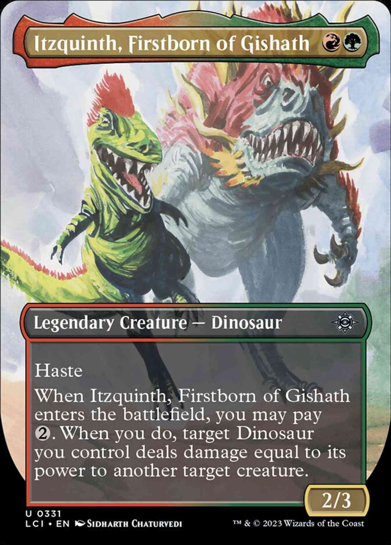 Itzquinth, Firstborn of Gishath (Borderless) magic card front