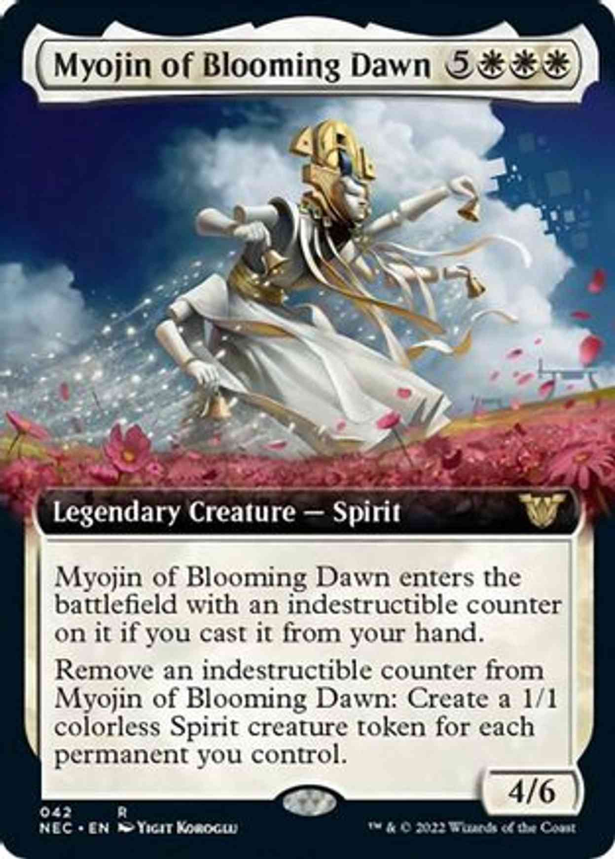 Myojin of Blooming Dawn (Extended Art) magic card front