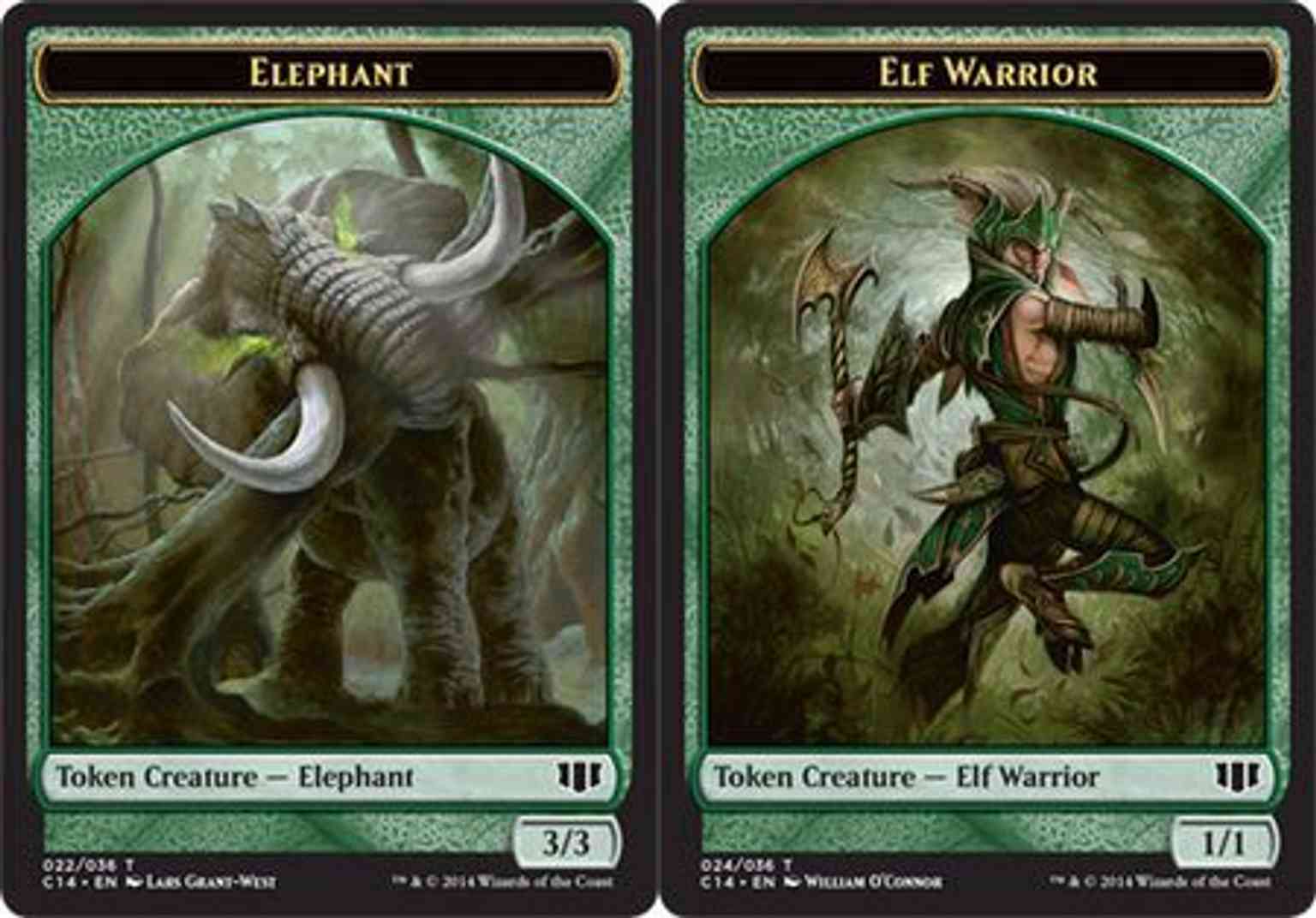 Elephant // Elf Warrior Double-sided Token magic card front